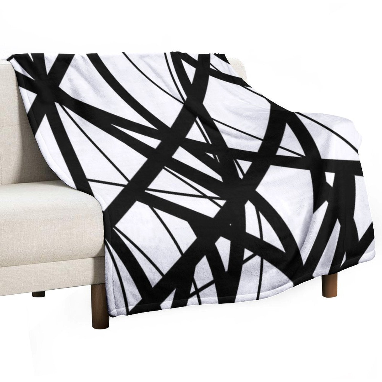 EVH Authentic Black & White Stripes Design (pure White) Quick-dry Throw Blanket