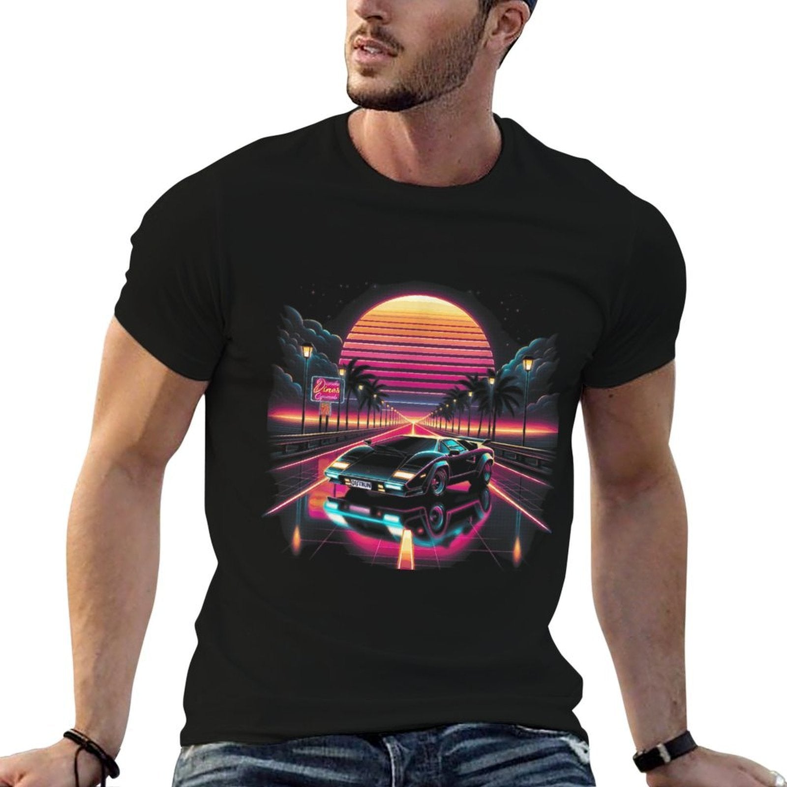 Graphic for Men Vaporwave Aesthetic Mens  Rolled Sleeves T-Shirt