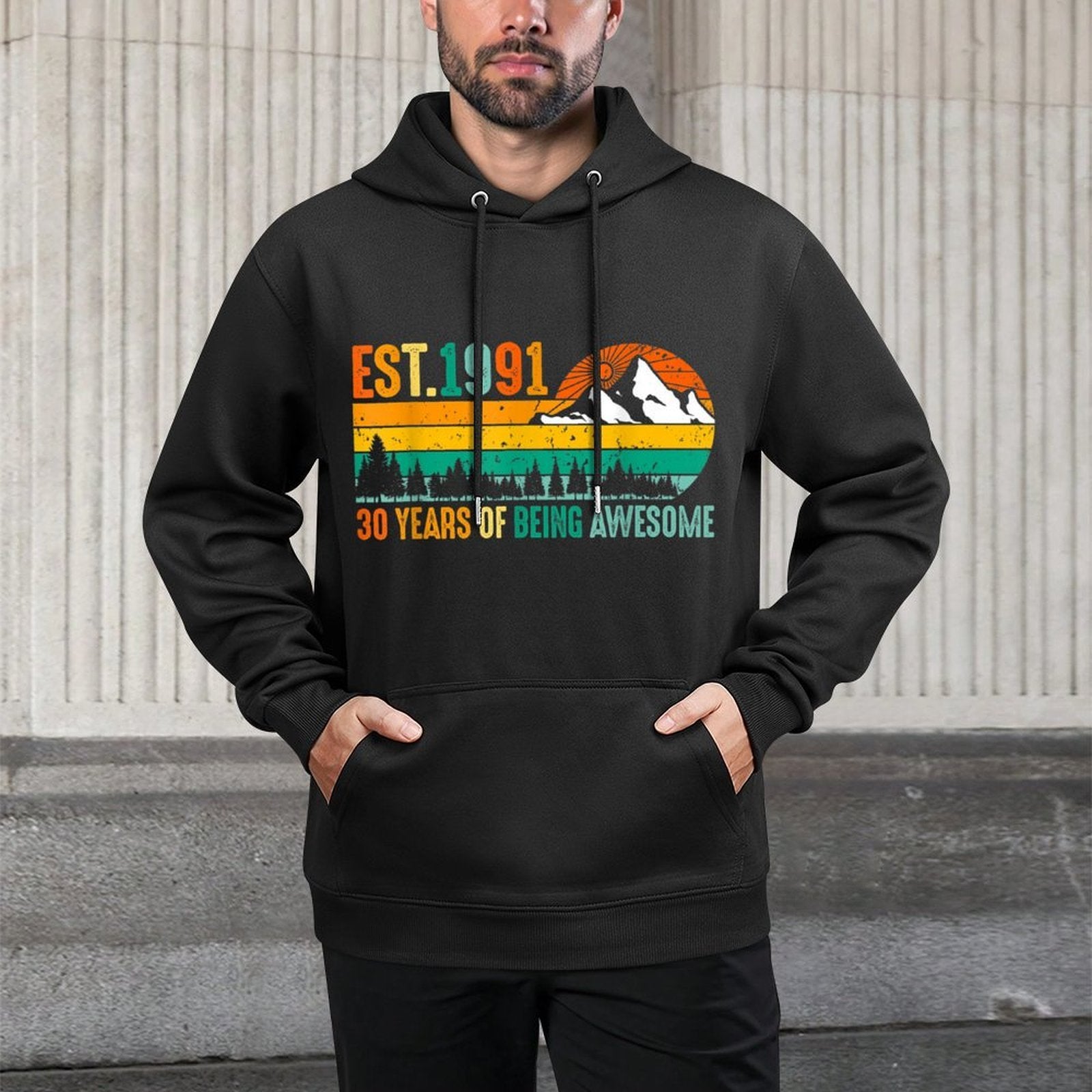 Est. 1991 30 Years of Being Awesome Vintage 30th Birthday Durable Construction Hoodie