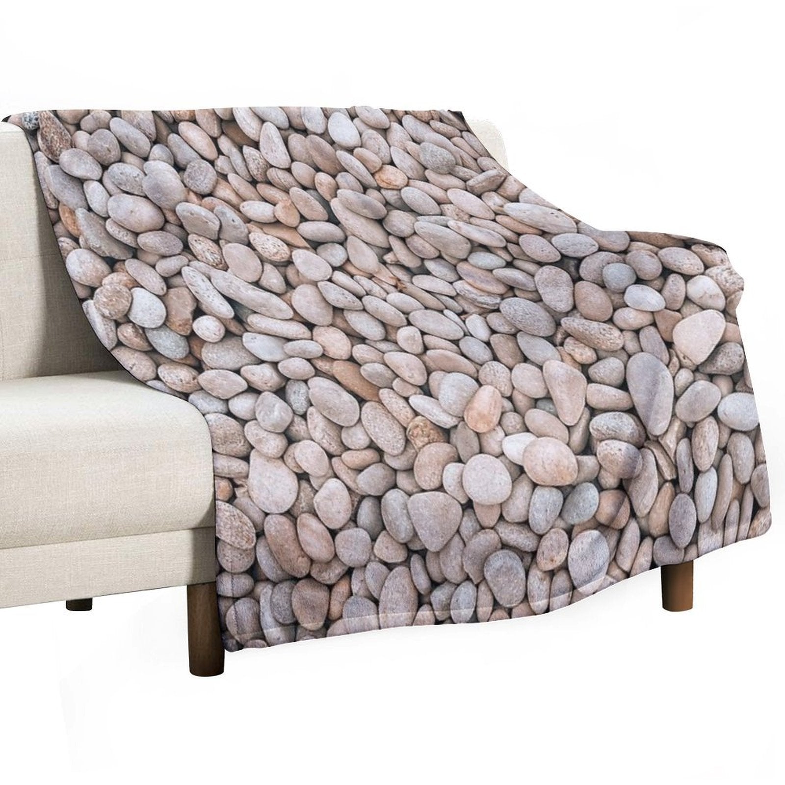 Cream Natural Pebbles Rocks Easy Care Throw Blanket