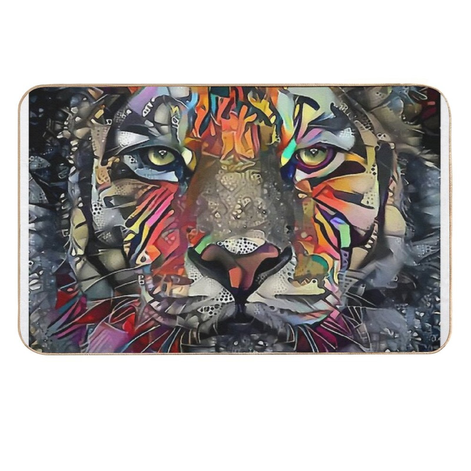 Mikka Jr, Tiger, Tigre, Lea Roche Paintings  Rapid-Drying Bath Mat