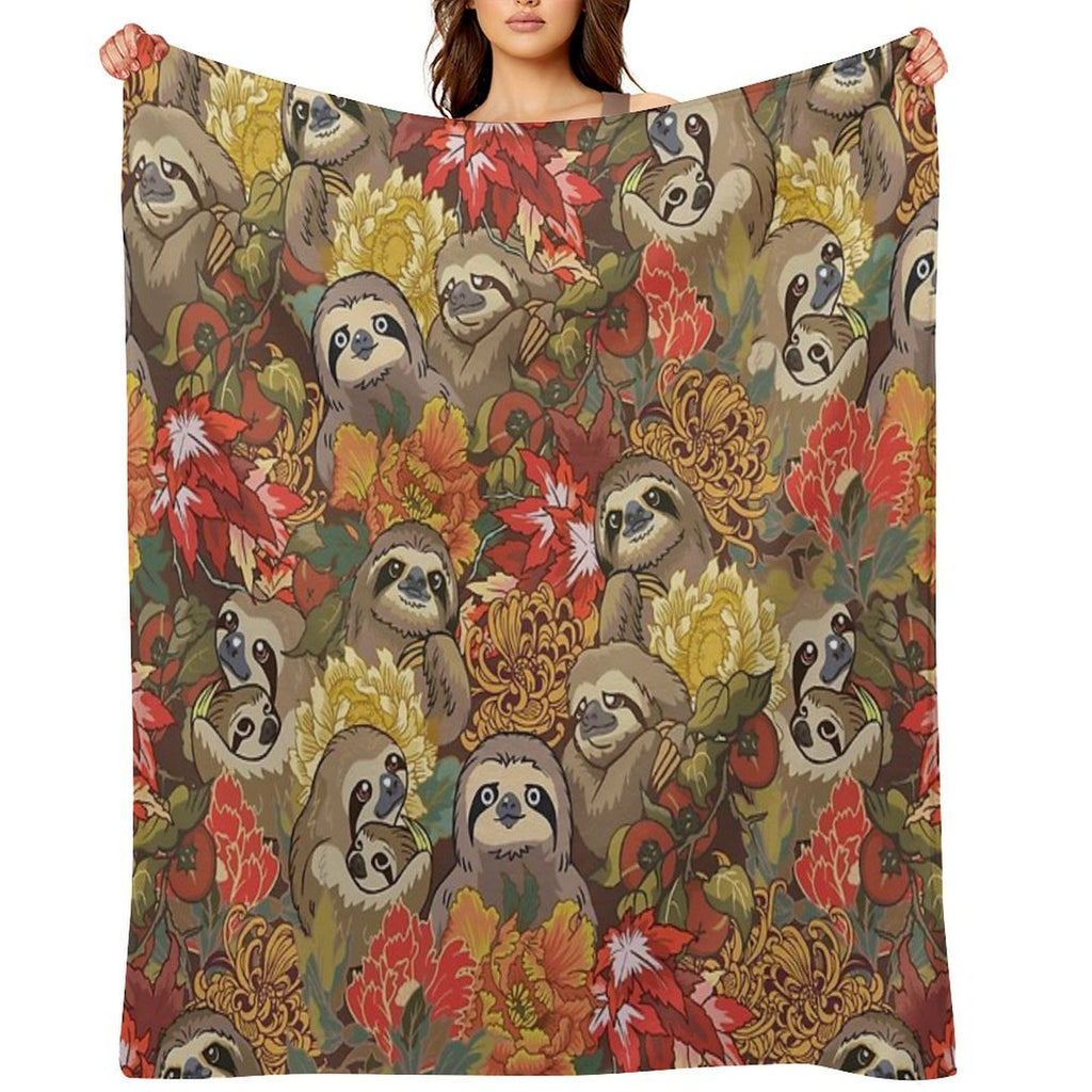 Because Sloths Autumn Plush Throw Blanket