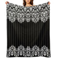 Black And White Damask Pattern Compact Throw Blanket