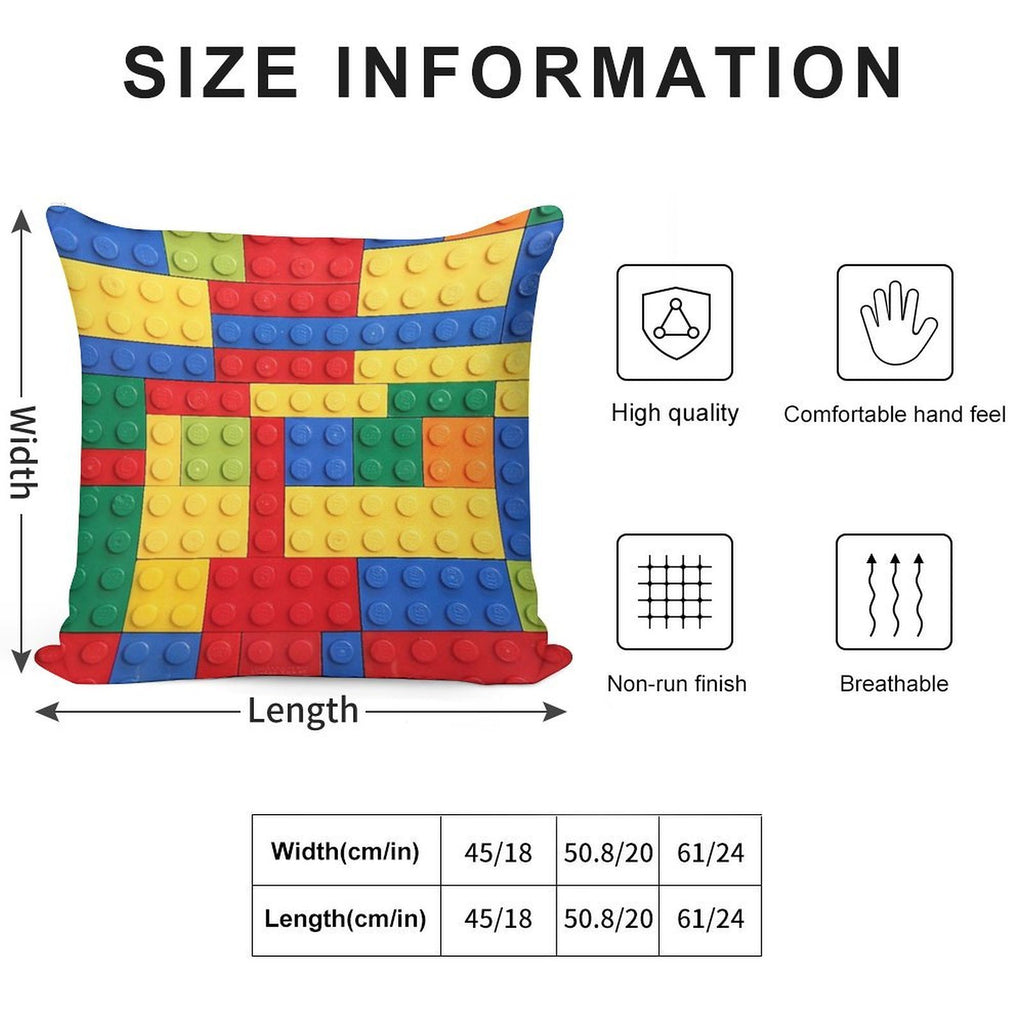 Colorful Bricks Design Soft Short Plush Fabric Throw Pillow