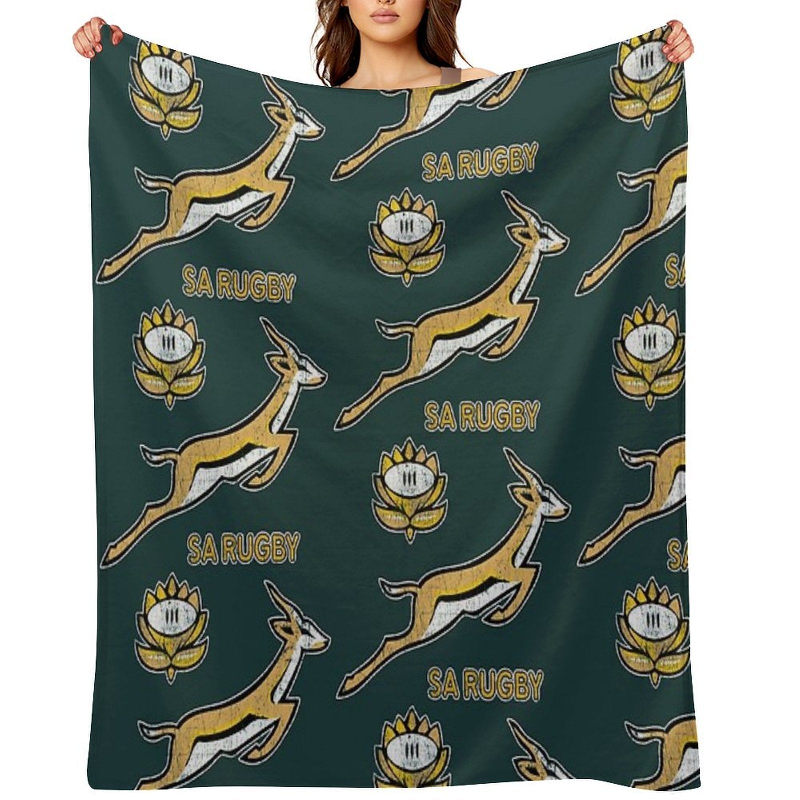 SA Rugby - Vintage Springbok Logo Eco-conscious Throw Blanket