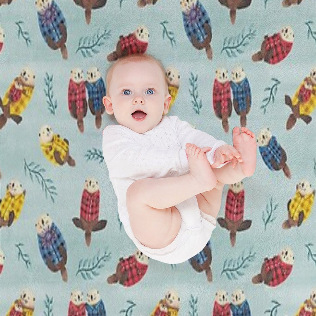 Sea Otters Wearing Plaid Lightweight Throw Blanket