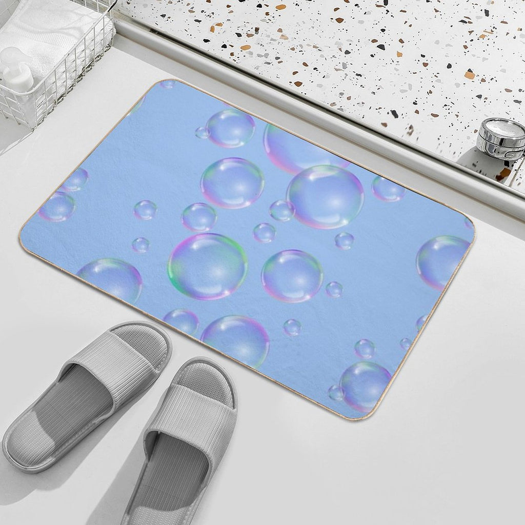 Colorful Bubbles Pattern - Light Blue Background  Odorless Bath Mat