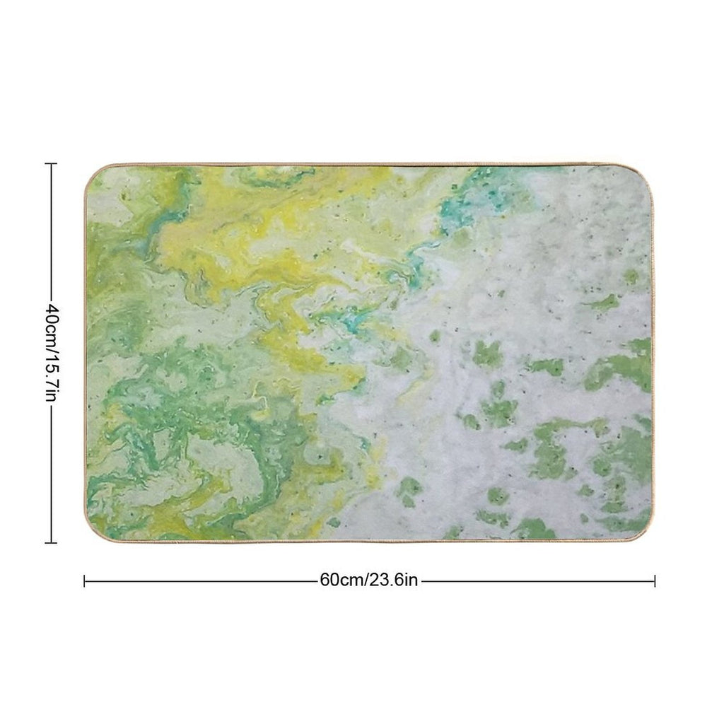 Lime Green Yellow Acrylic Abstract  Rapid-Drying Bath Mat
