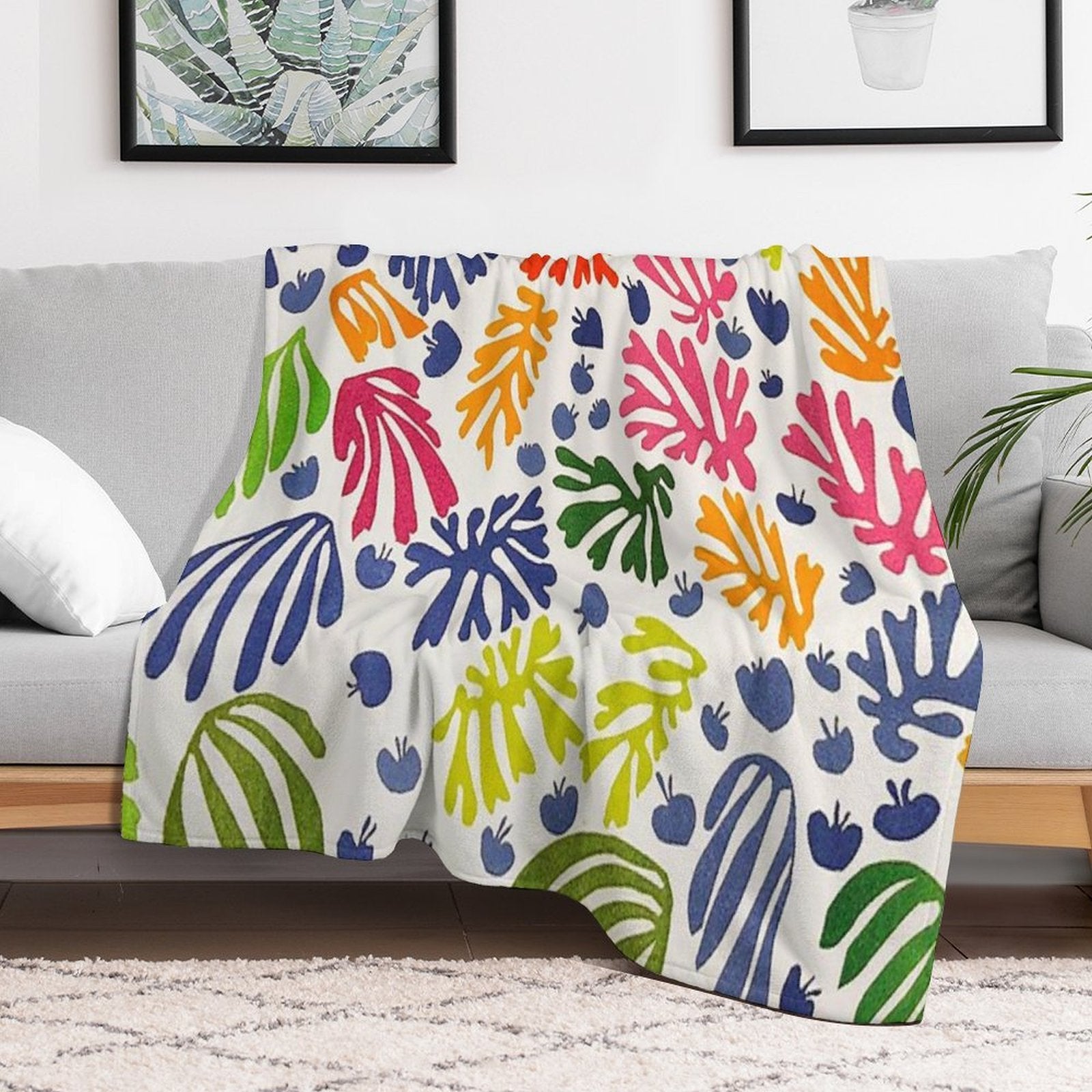 Matisse Floral Pattern Wrinkle-free Throw Blanket