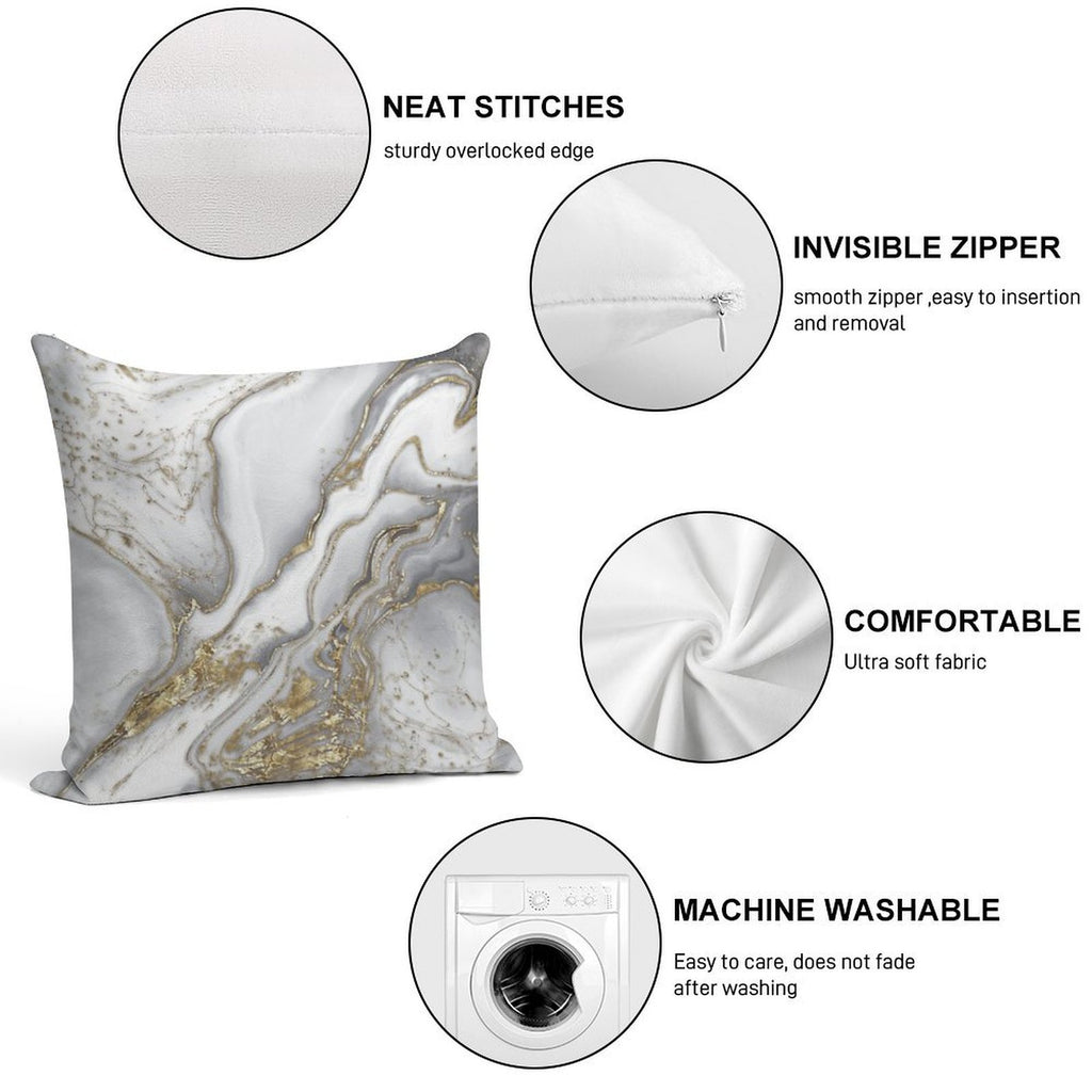 Liquid Marble - Pearl And Gold Soft Fade-Resistant Throw Pillow