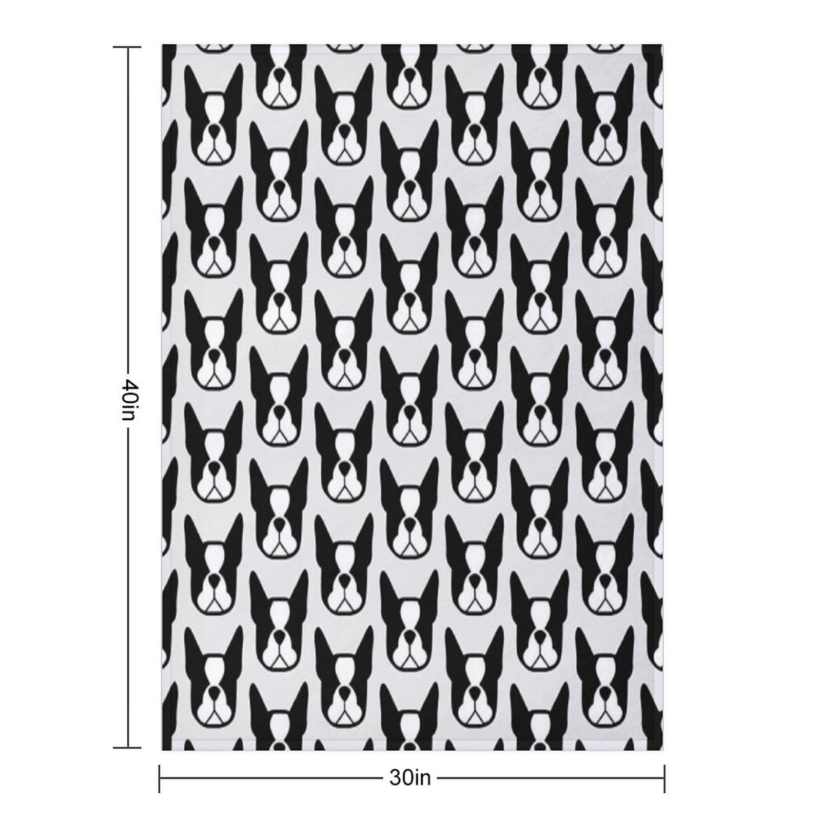 Boston Terrier Face in Black And White - Bold Boston Silhouette - Copyright Smooshface United - Boston Terrier Gift Machine-washable Throw Blanket