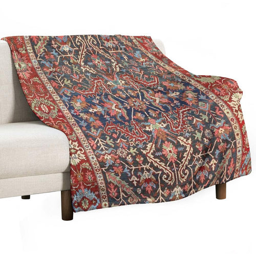 Antique Floral Persian Carpet Print Gift-ready Throw Blanket