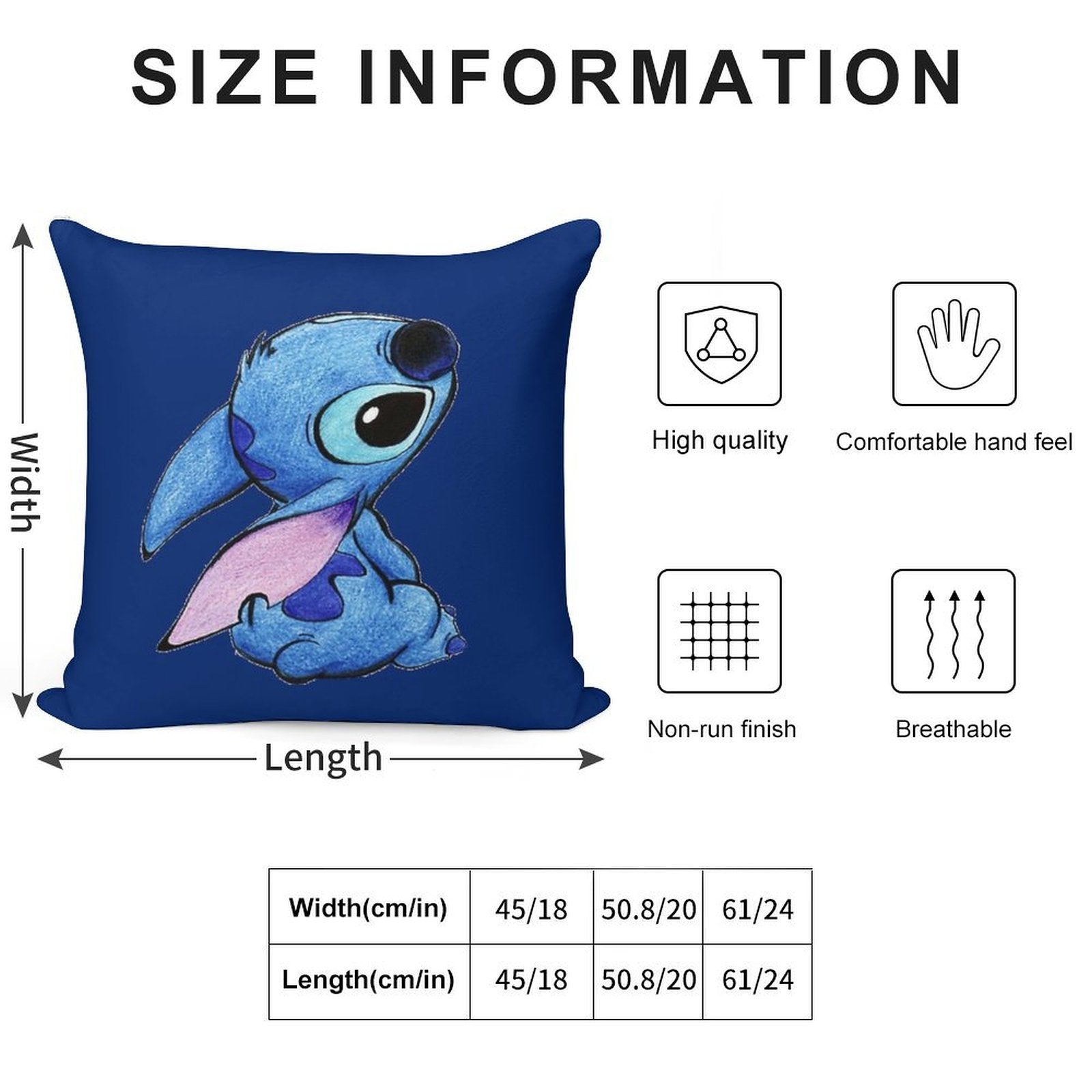 Cute Stitch ! Soft Reinforced Edging Throw Pillow