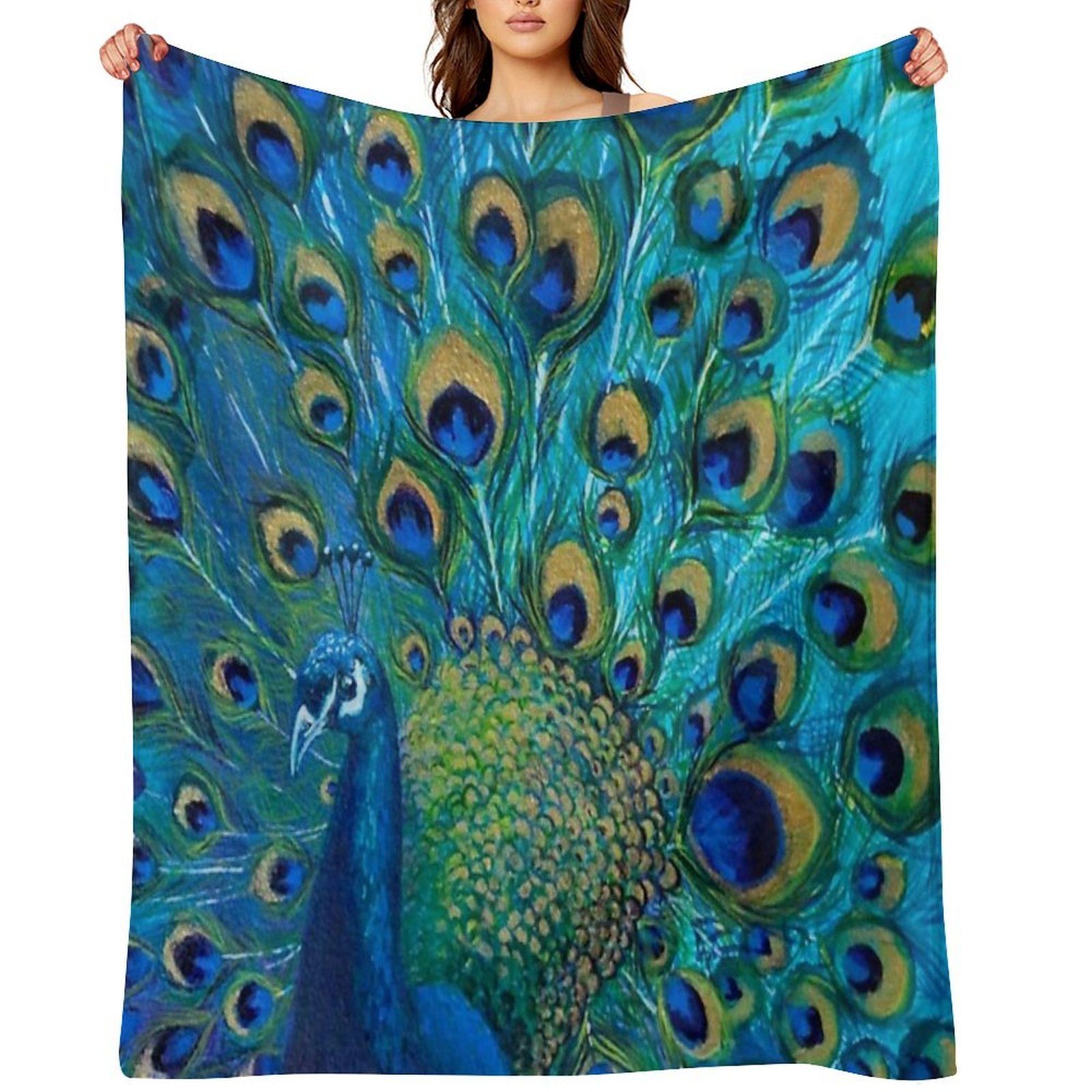 Peacock Full Glory 2 Machine-washable Throw Blanket