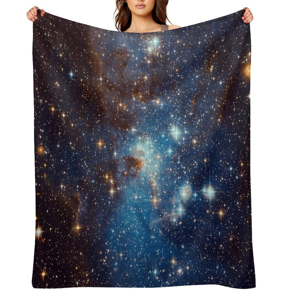 Blue Nebula Stars Space Sustainable Throw Blanket