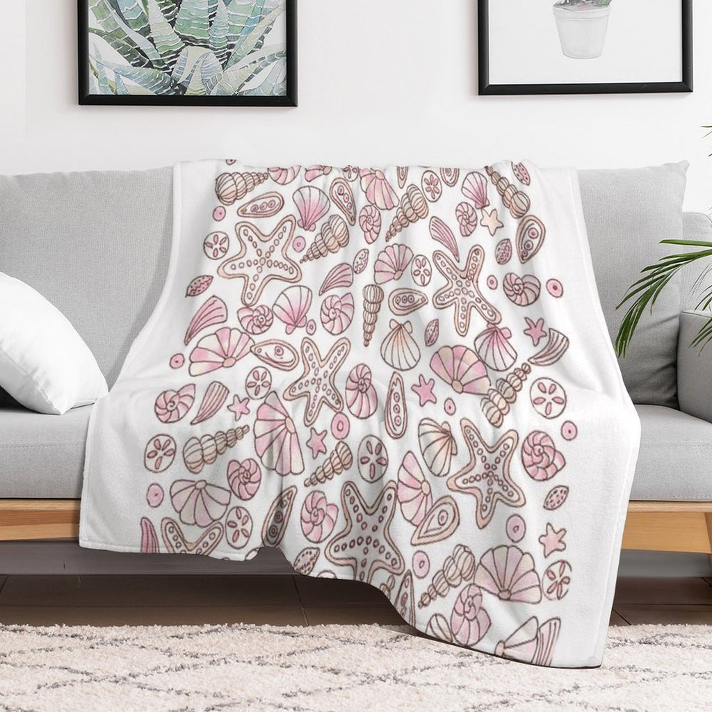 Millennial Pink Seashells Quick-dry Throw Blanket