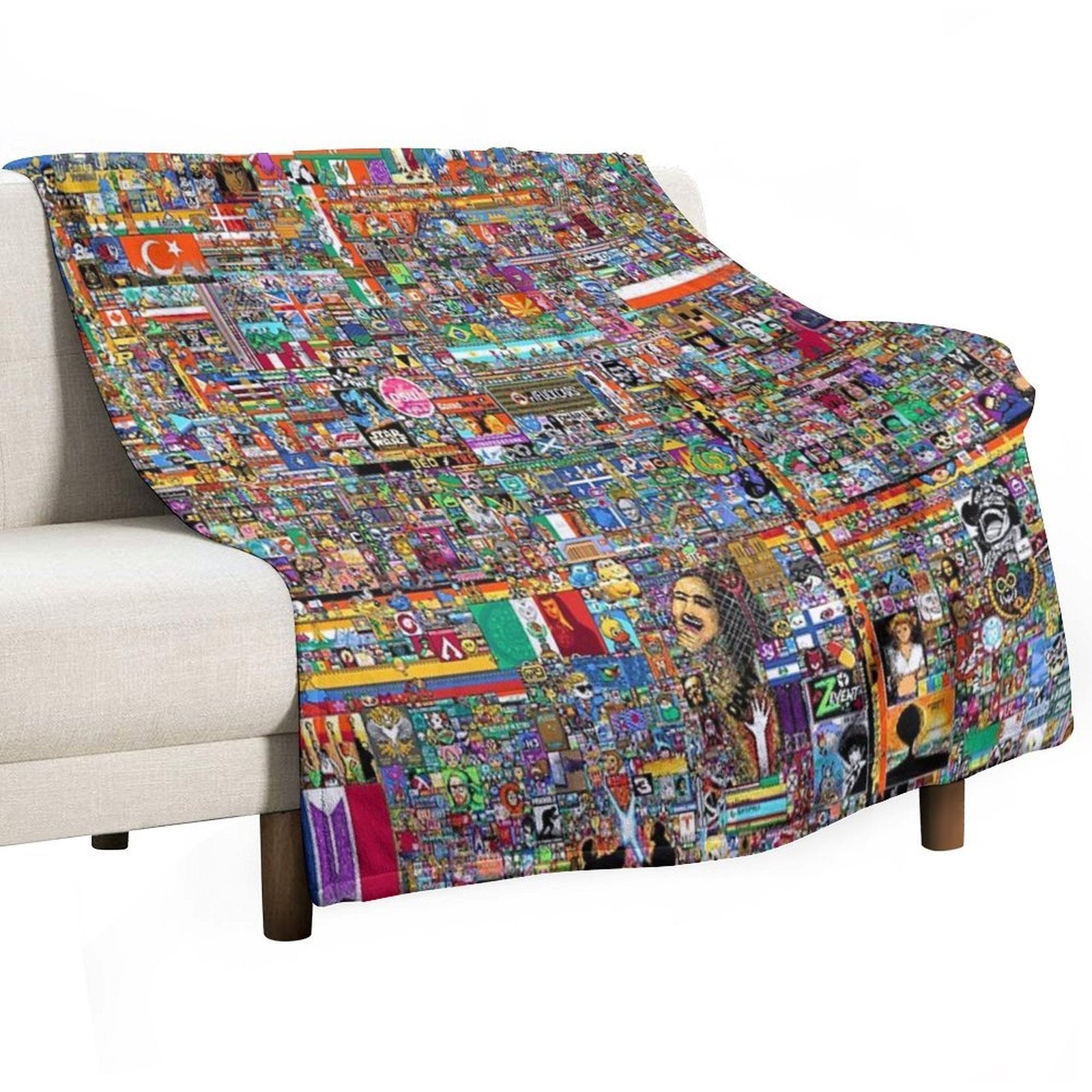 R Place Pixel Art Travel-friendly Throw Blanket
