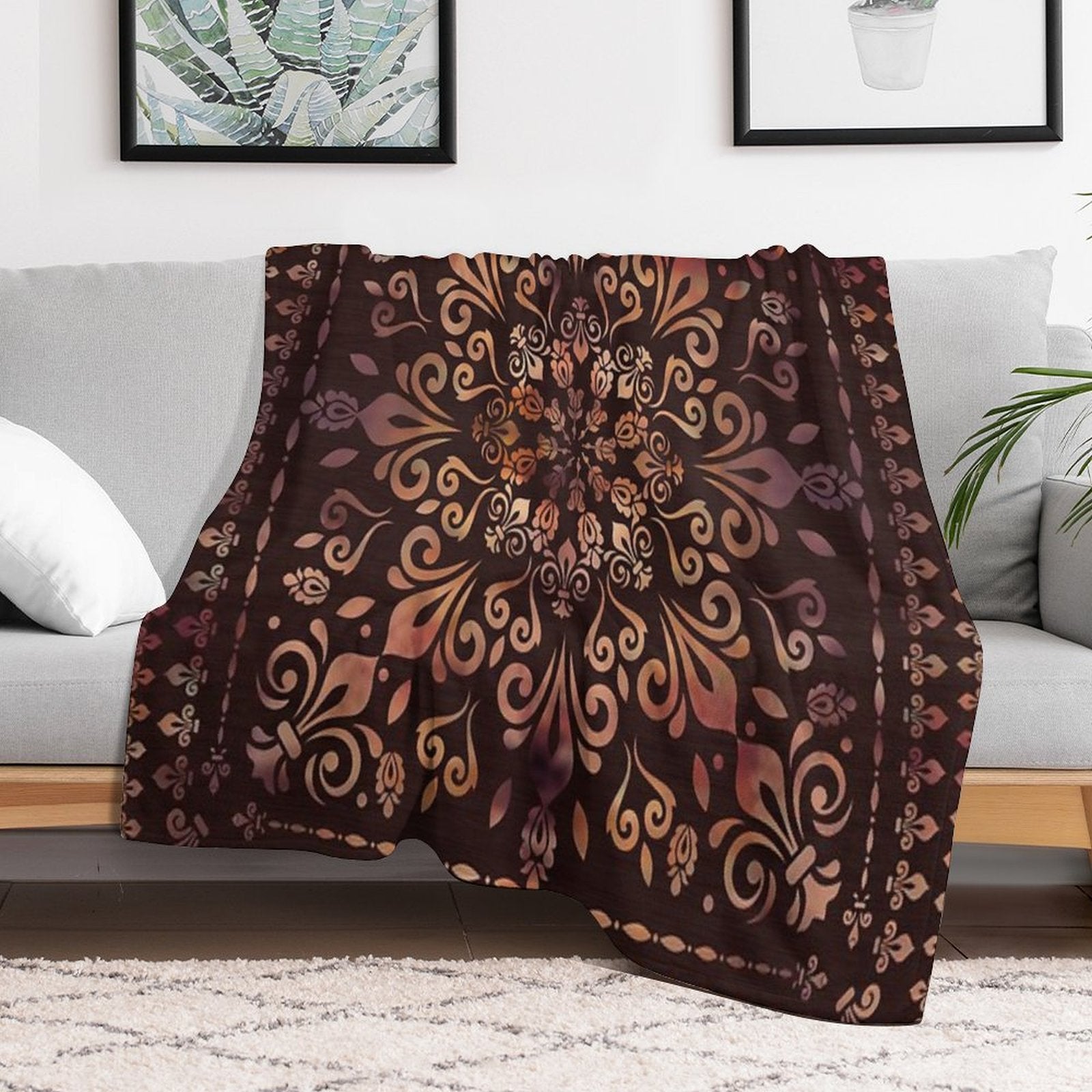 Oriental Damask Ornament - Vintage #2 Eco-conscious Throw Blanket