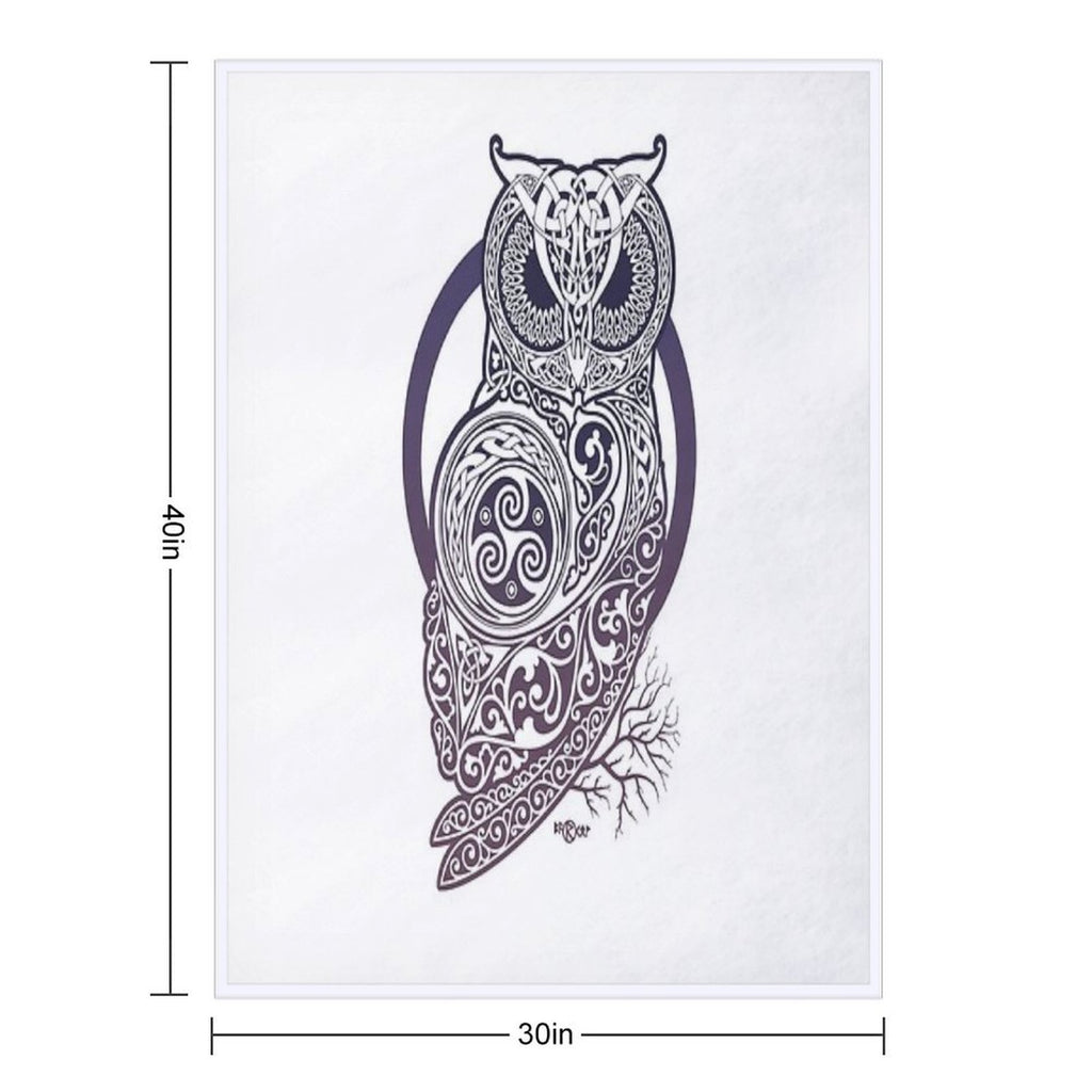 CELTIC OWL Travel-friendly Throw Blanket