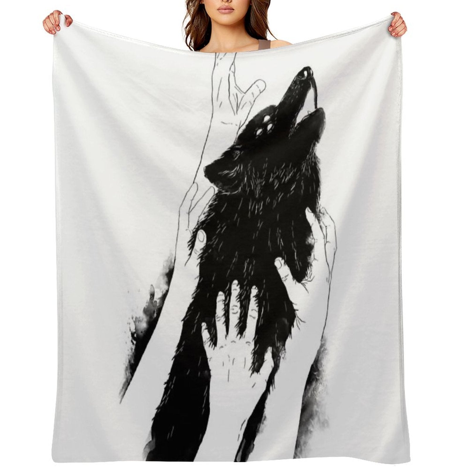 Wolves of Paris Machine-washable Throw Blanket