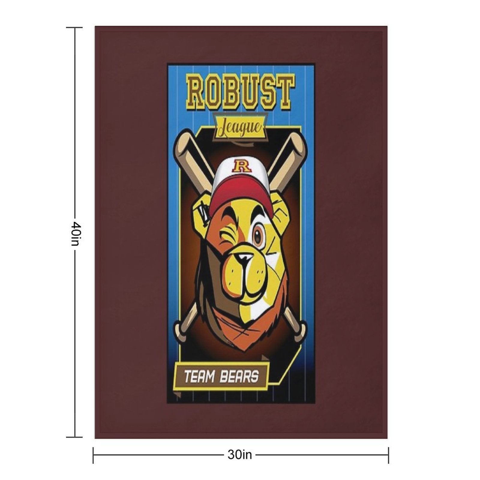 ROBUST BEAR BASEBALL CARD BEARS Machine-washable Throw Blanket