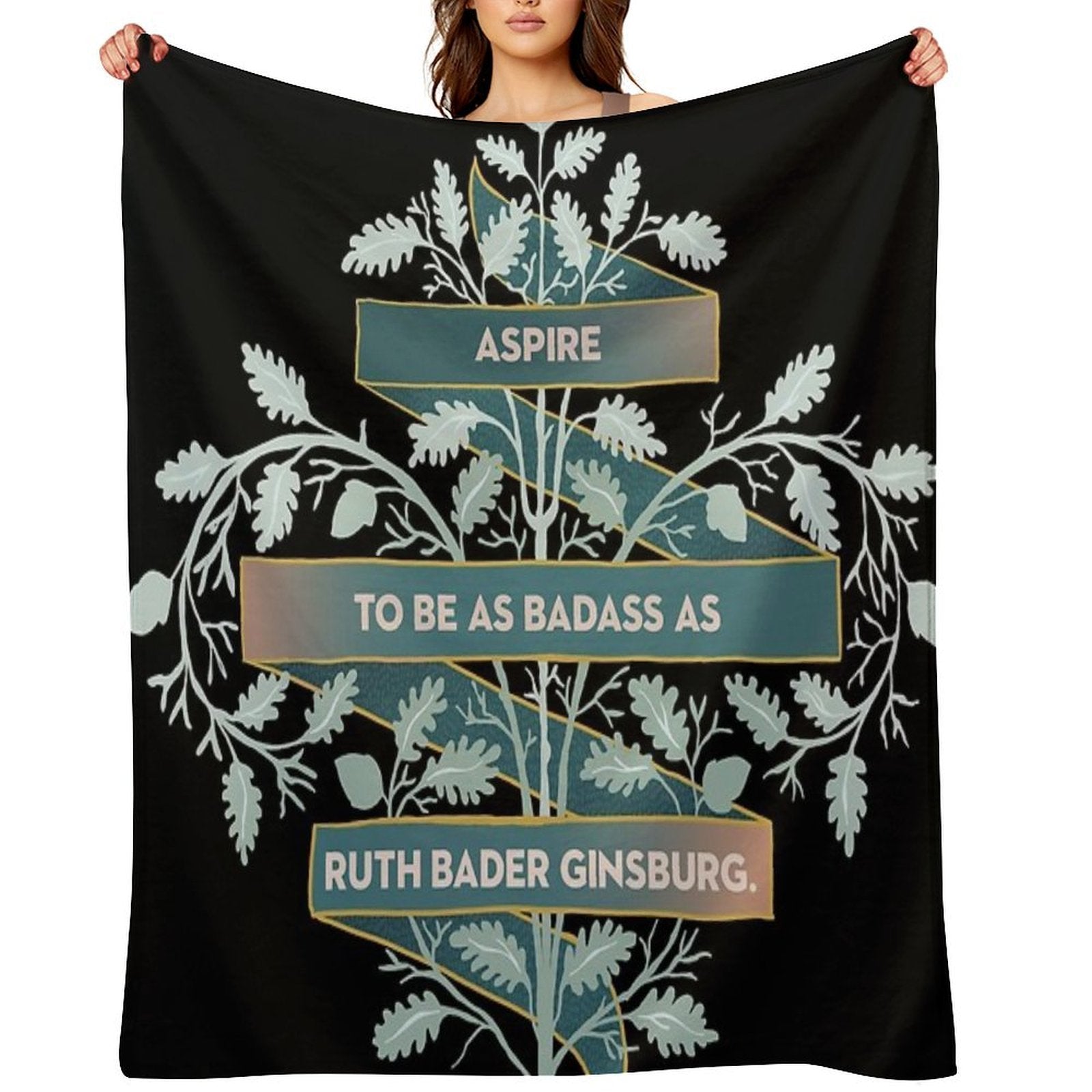 Aspire To Be As Badass As Ruth Bader Ginsburg Machine-washable Throw Blanket