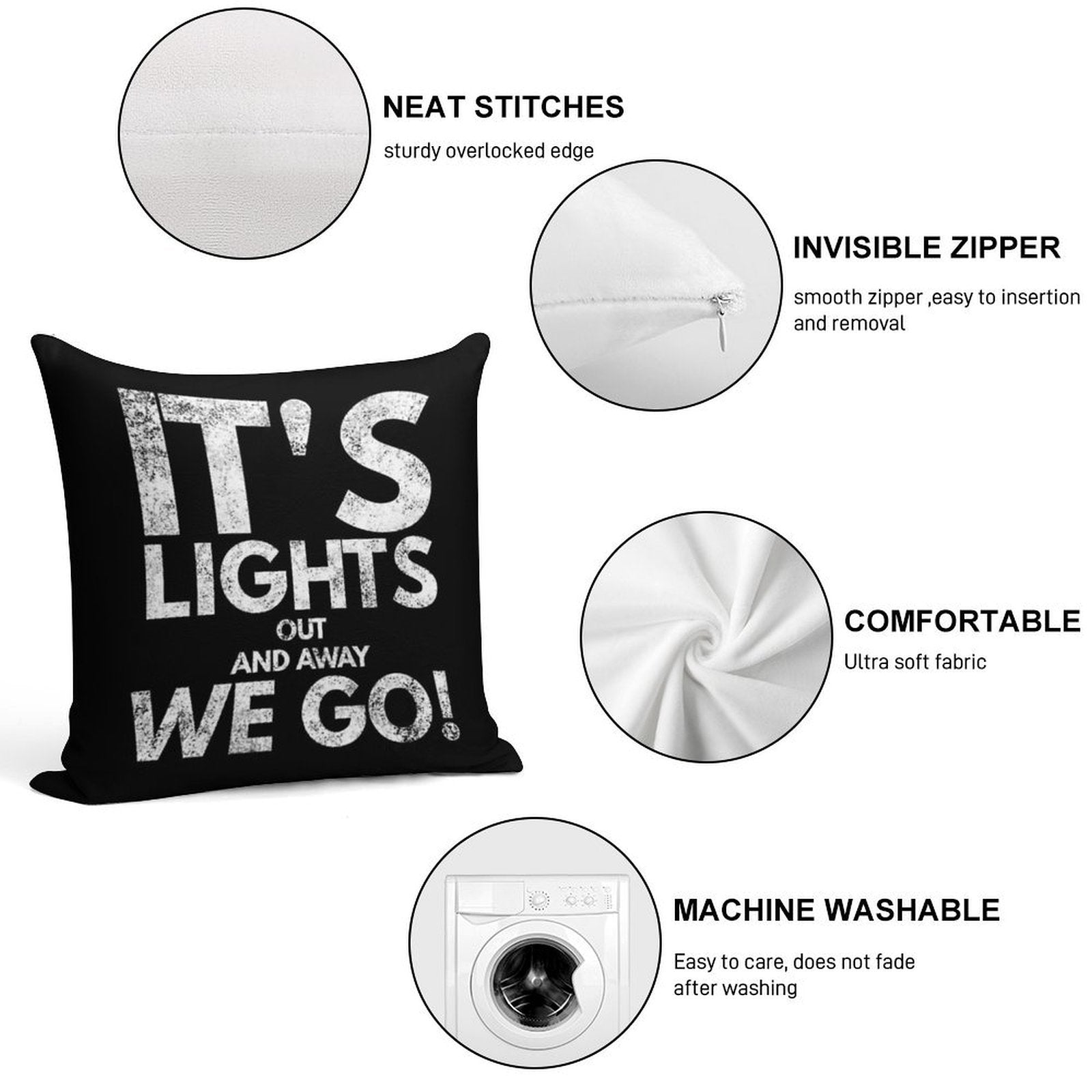 Its Lights Out And Away We Go! Soft Skin-Friendly Throw Pillow
