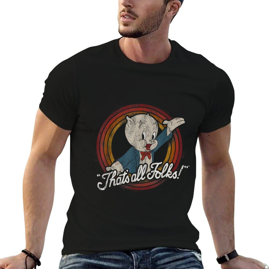 Looney Tunes Porky Pig Thats All Folks Classic  Wrinkle-resistant T-Shirt