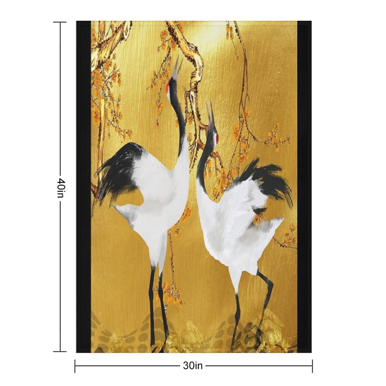 Golden Cranes Japanese Art Anti-pilling Throw Blanket