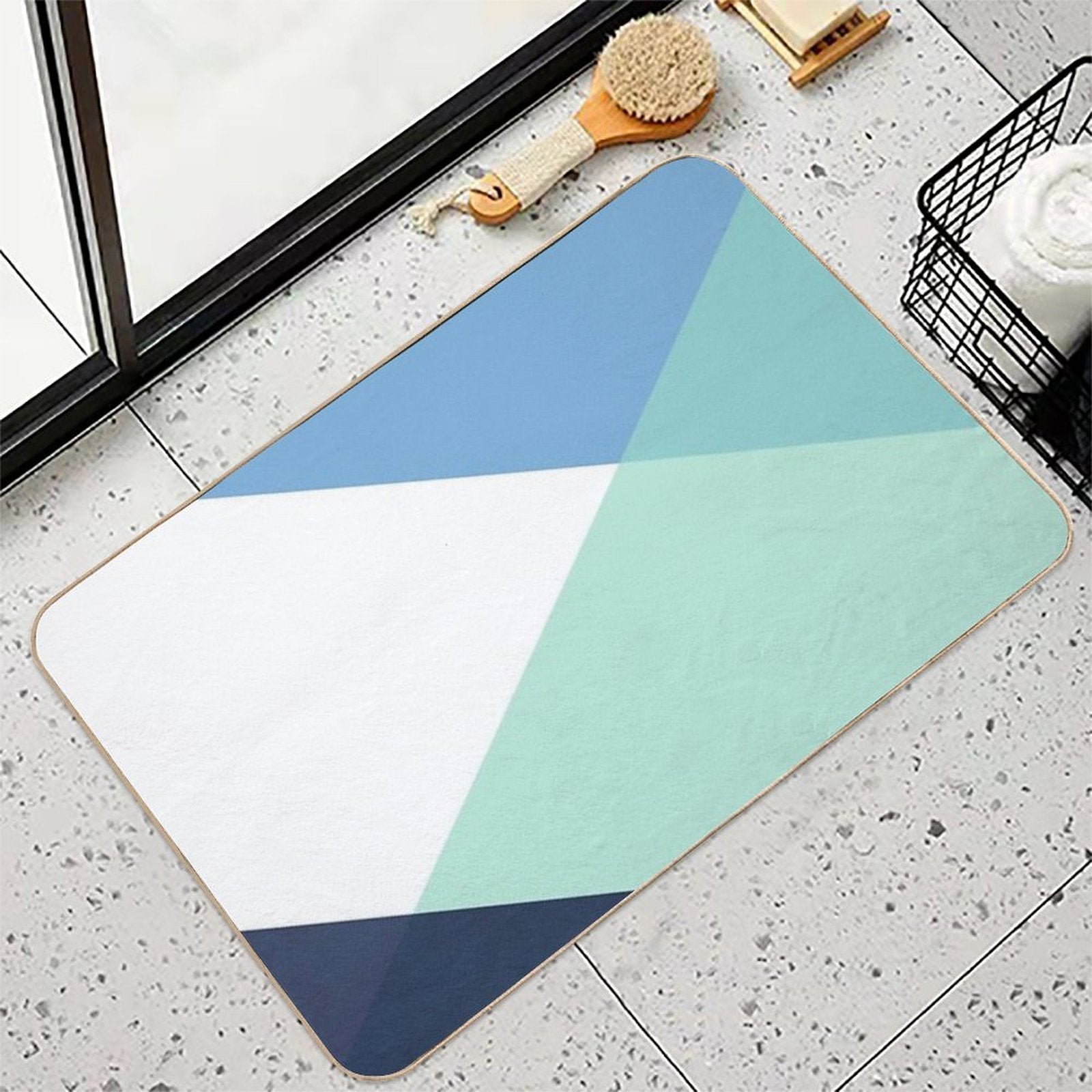 Geometrics - Seafoam & Blue Concrete  Odorless Bath Mat