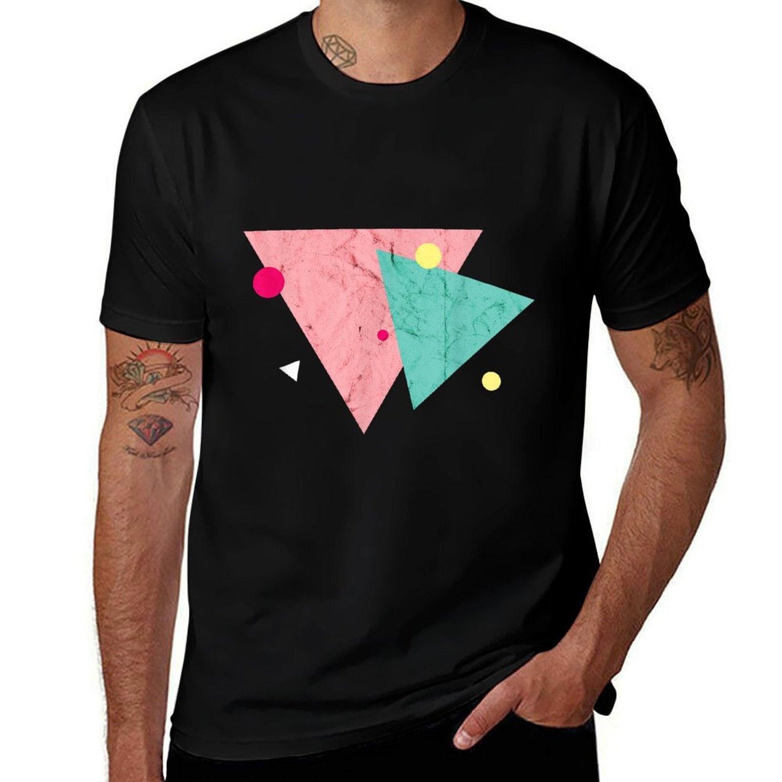 Geometric Triangles Aesthetic Eighties 1980s  Classic T-Shirt