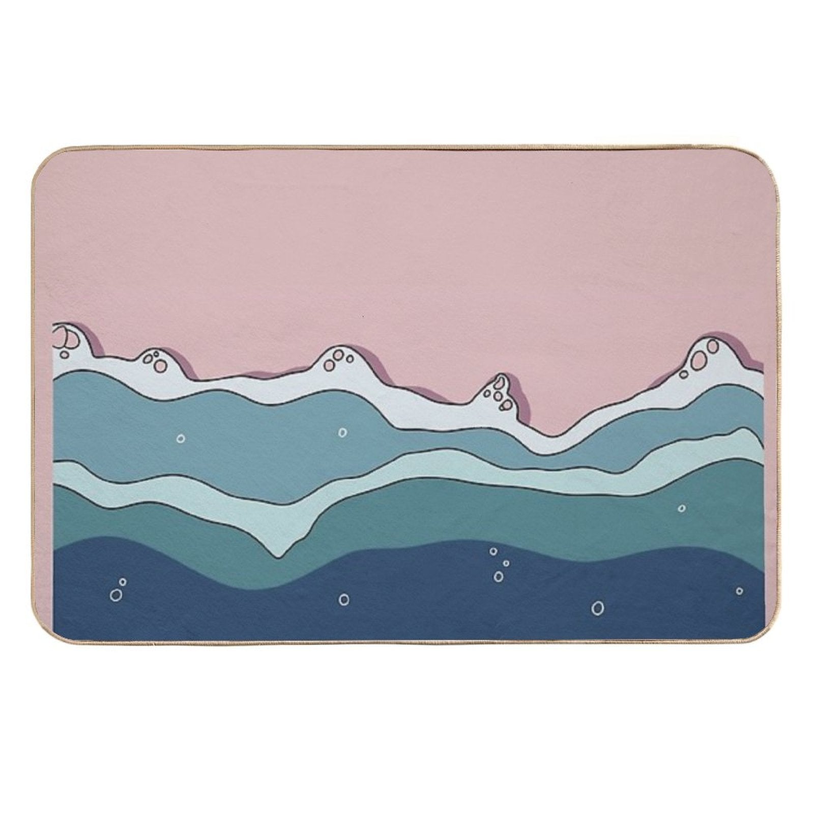 Cartoonish Seashore  Repositionable Bath Mat