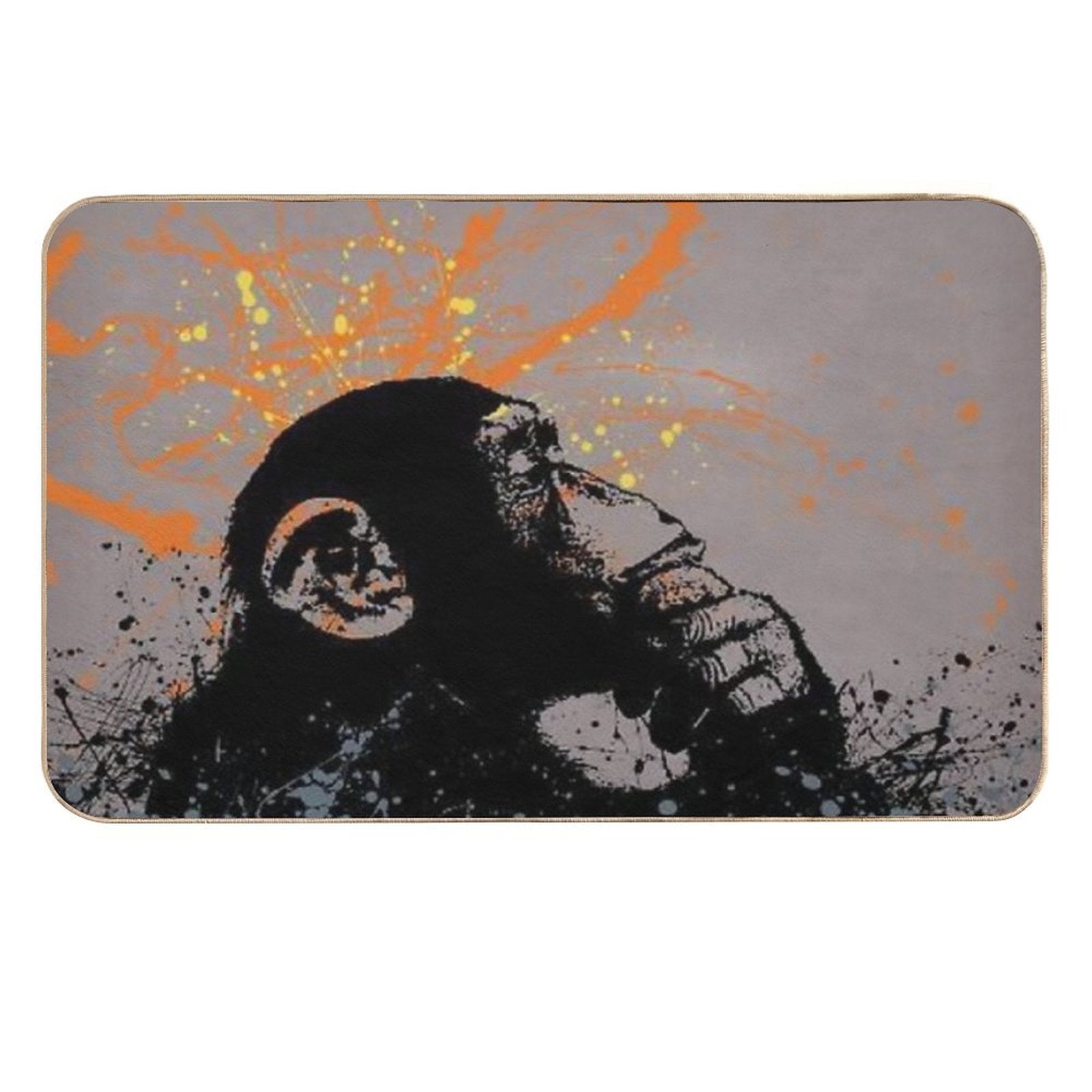 Thinker Monkey by Banksy  Easy To Clean Bath Mat
