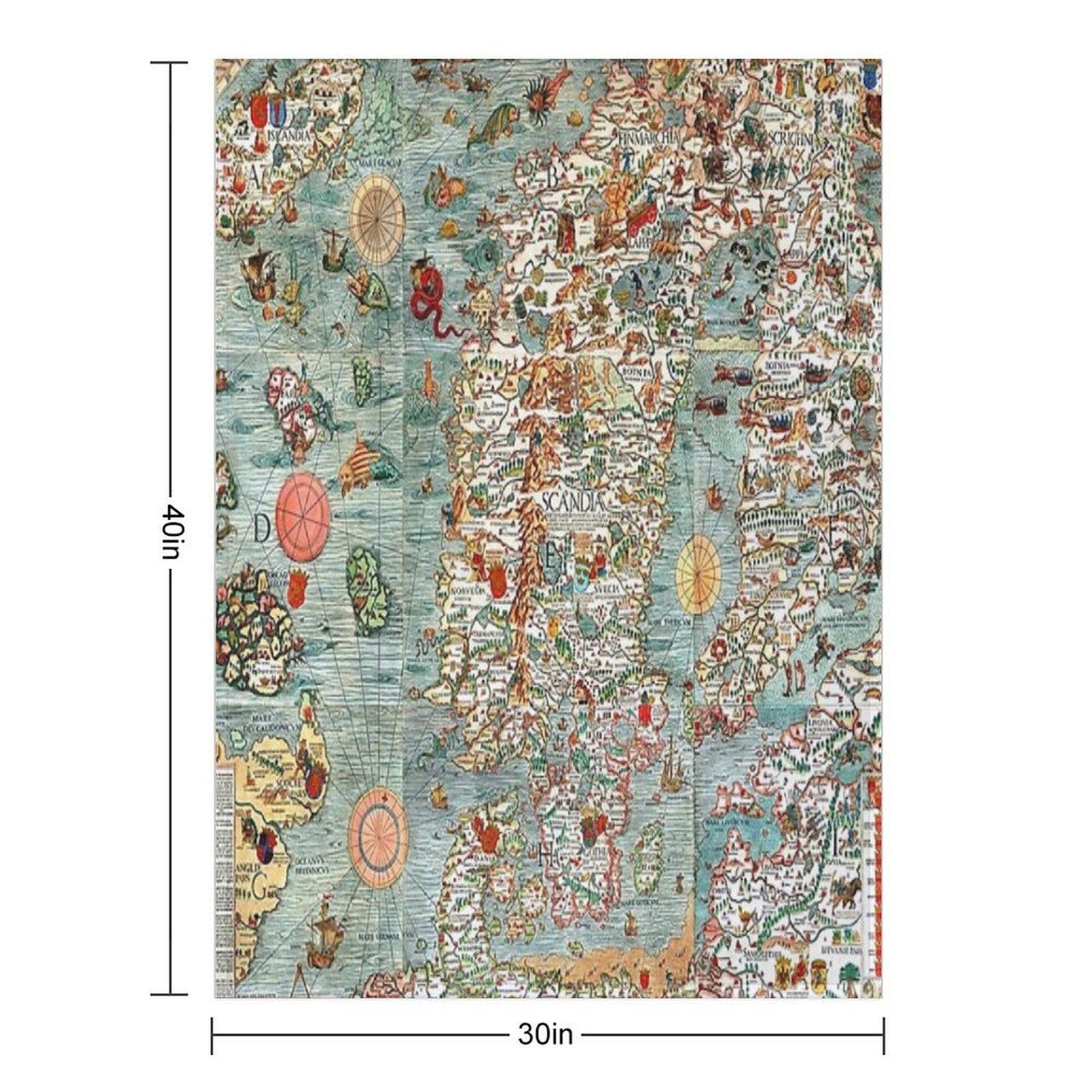 Carta Marina, Map of Scandinavia by Olaus Magnus - 1539 Easy Care Throw Blanket