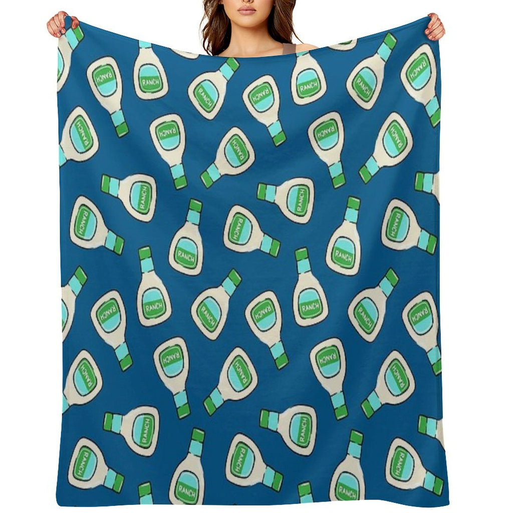 Ranch - Salad Dressing Bottle (blue) Wrinkle-free Throw Blanket