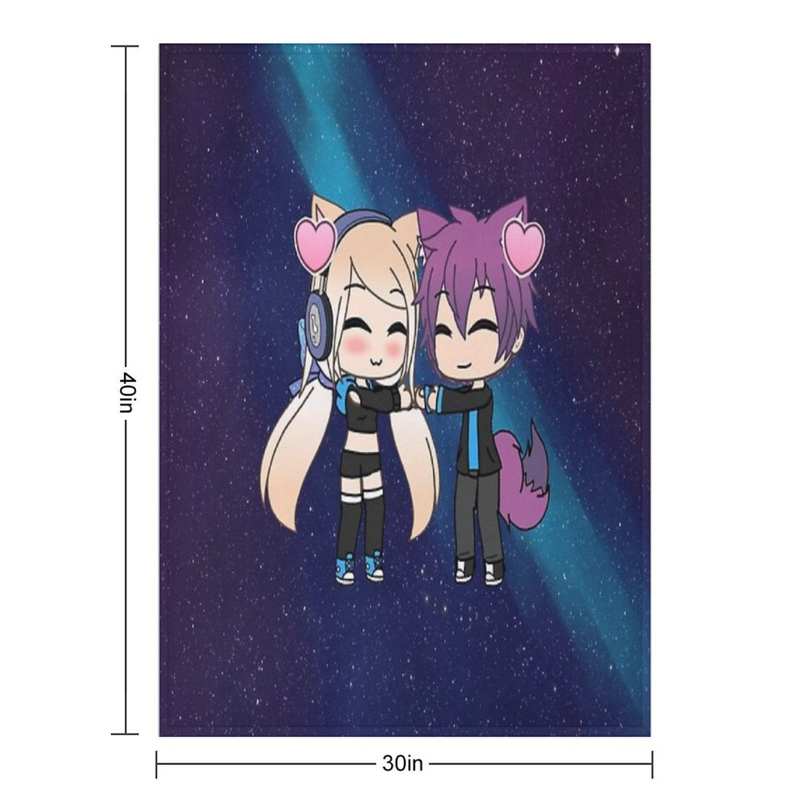 Cute Gacha Girl And Boy with Fox Tail Travel-friendly Throw Blanket