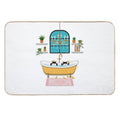 Black Cats Bubble Bath Illustration  Easy Maintenance Bath Mat