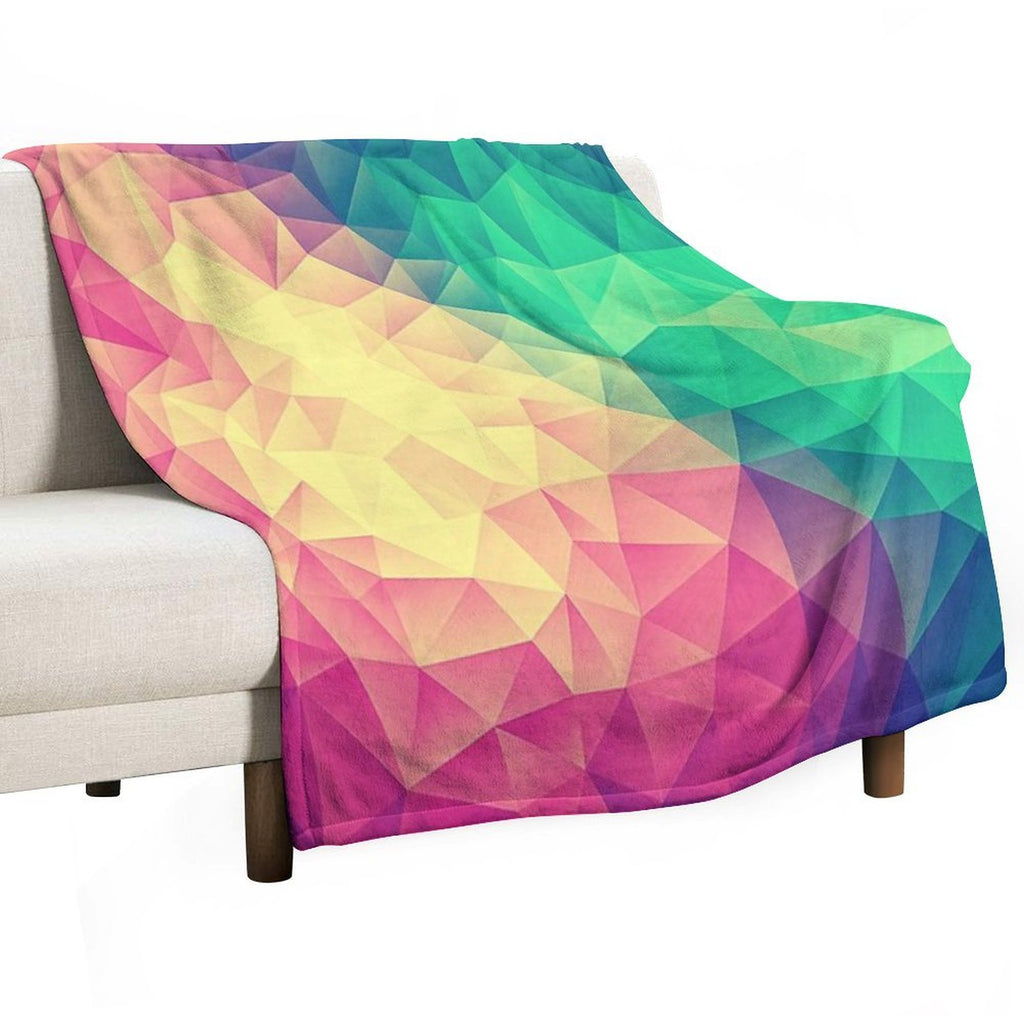 Abstract Polygon Multi Color Cubism Low Poly Triangle Pride  LGBT Design Shrink-resistant Throw Blanket