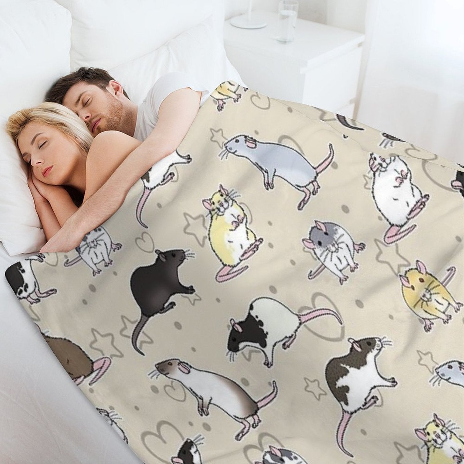 Fancy Rats Pattern Simple But Cute Gift-ready Throw Blanket