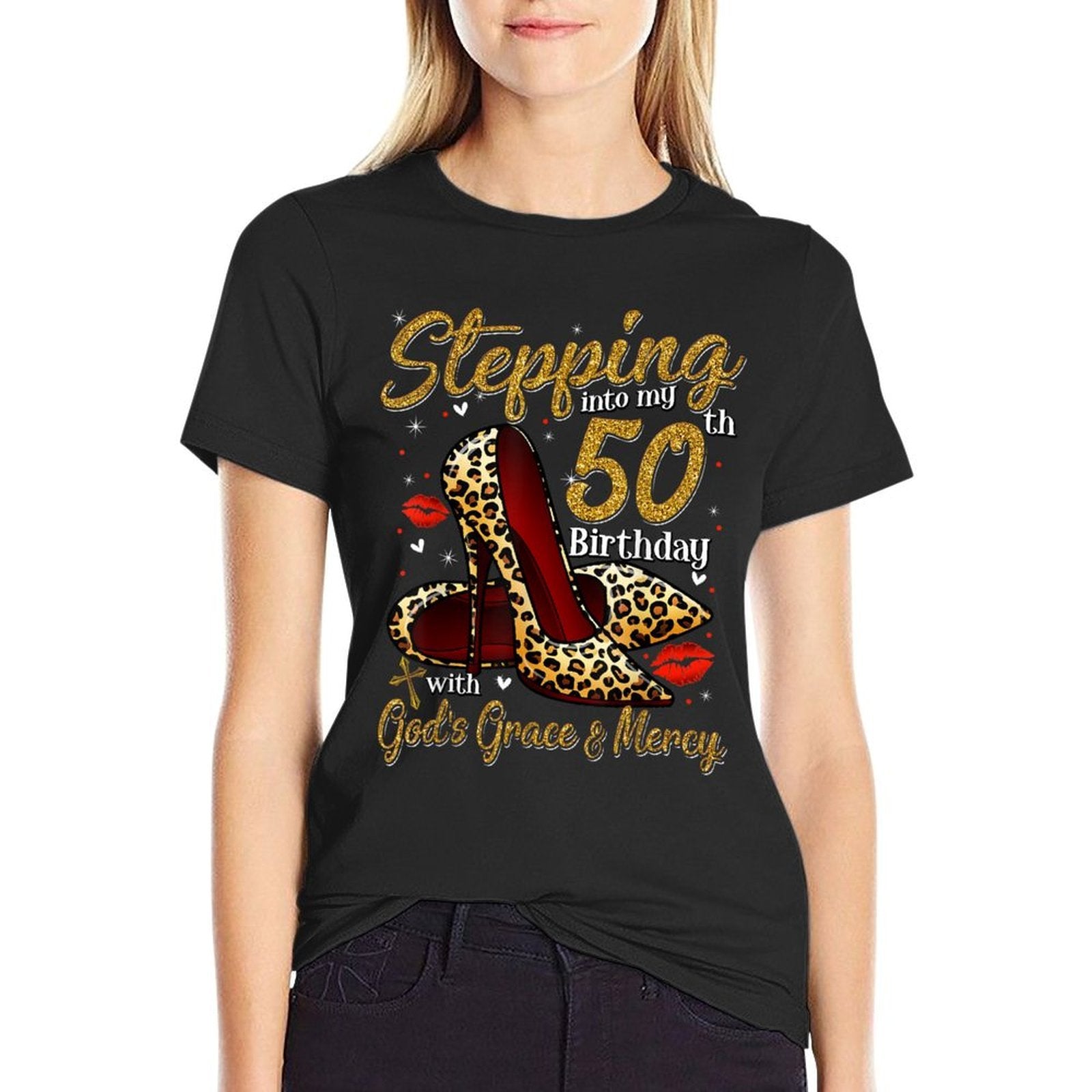 High Heels Stepping Into My 50th Birthday 50 And Fabulous  Classic T-Shirt