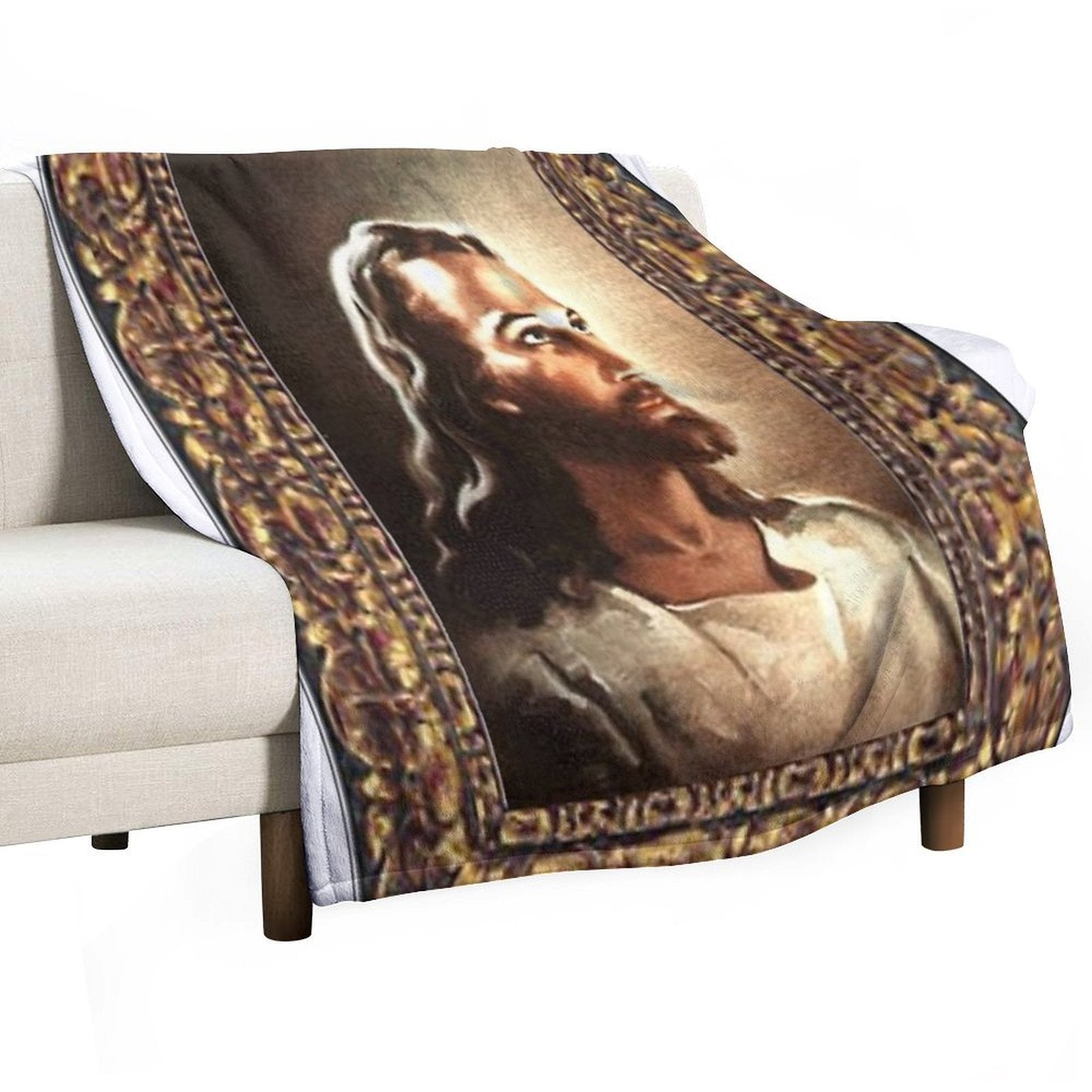WARNER SALLMAN'S JESUS FRAMED Sustainable Throw Blanket