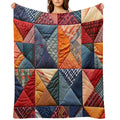 Quilted Patchwork Pattern Travel-friendly Throw Blanket