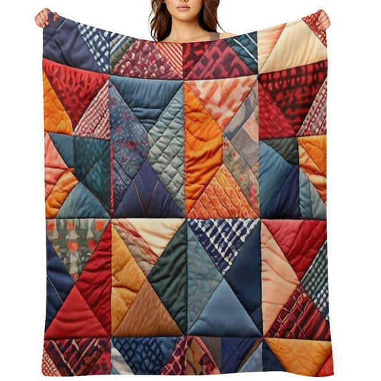 Quilted Patchwork Pattern Travel-friendly Throw Blanket