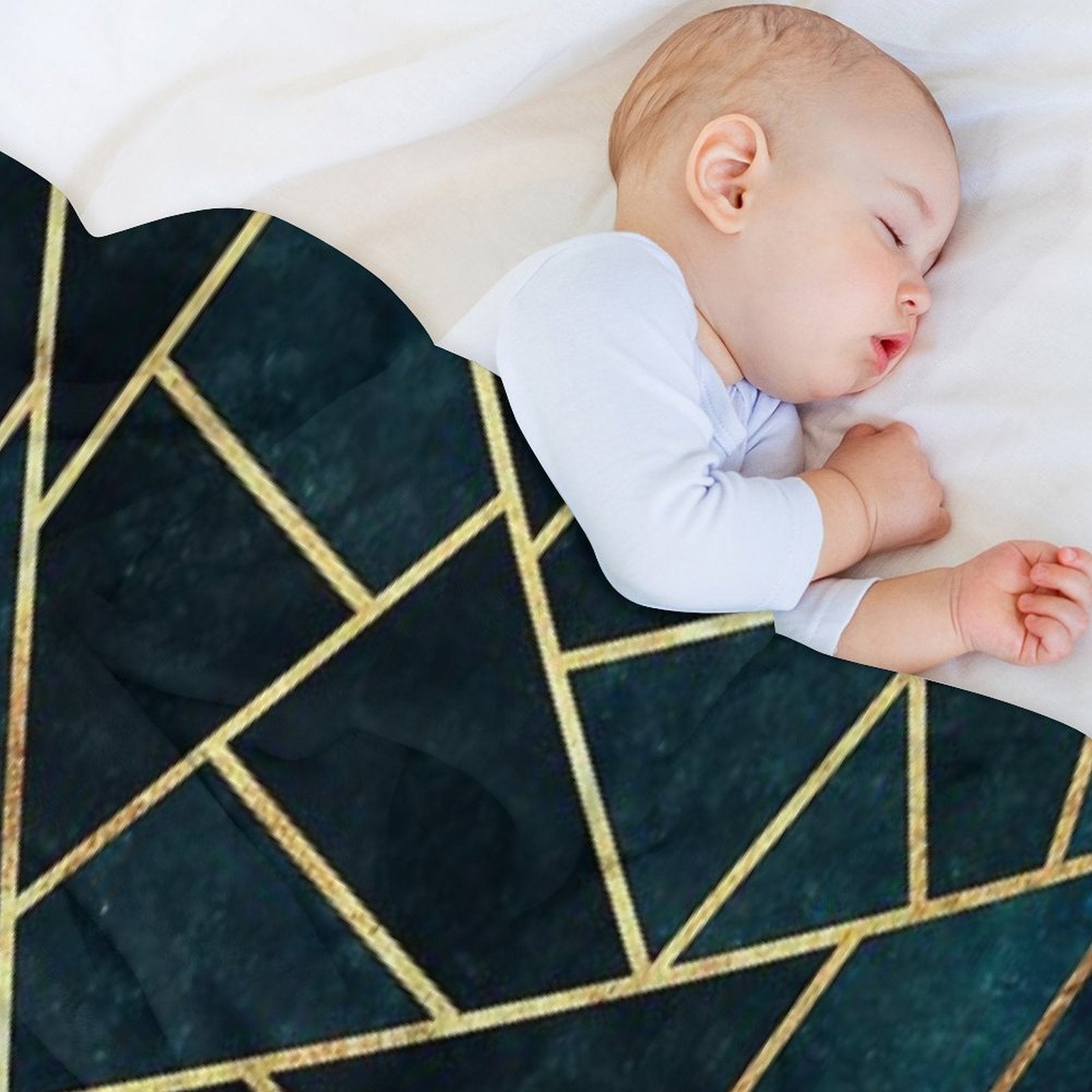 Deep Teal Geometric Anti-pilling Throw Blanket