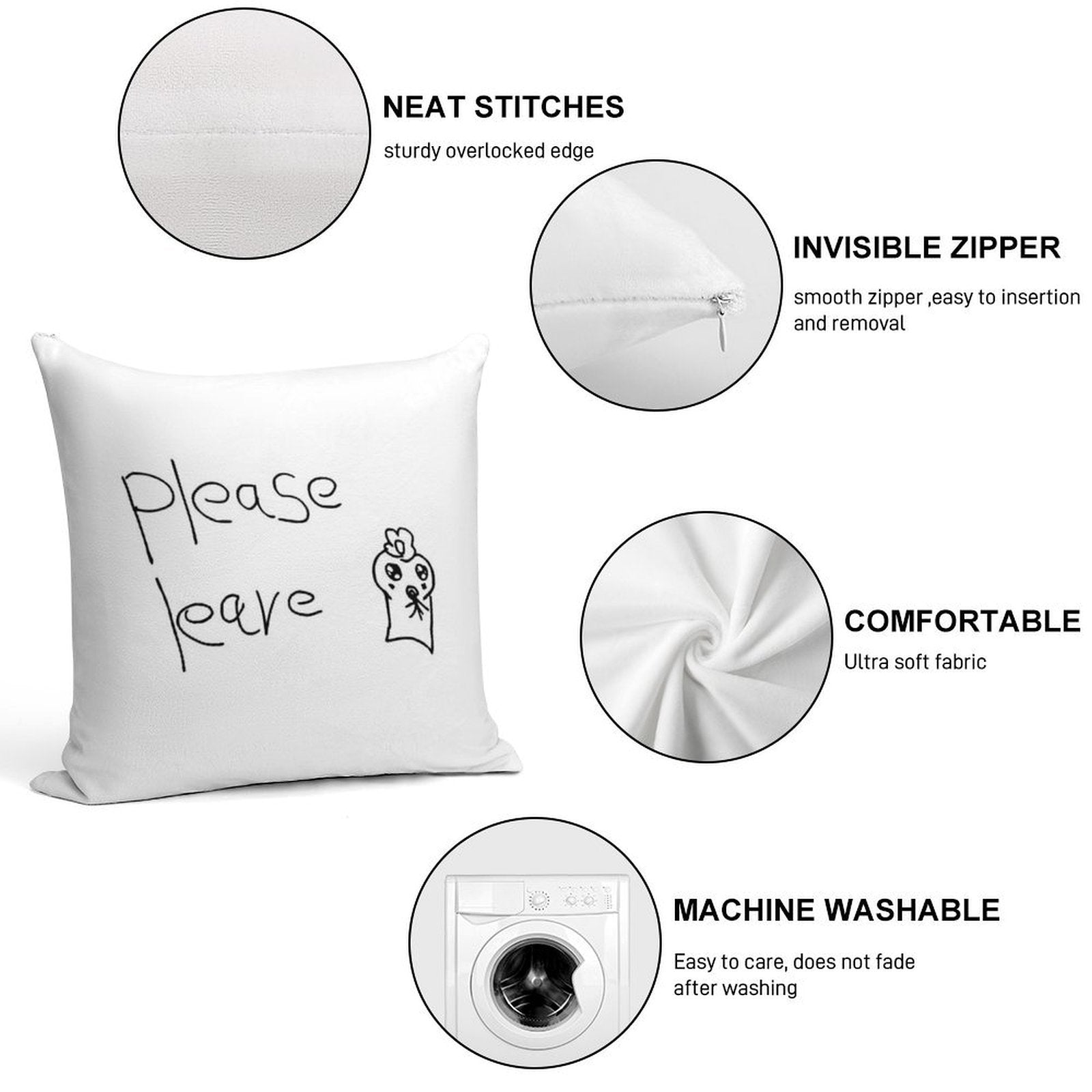 ATEEZ -- Please Leave Soft Skin-Friendly Throw Pillow