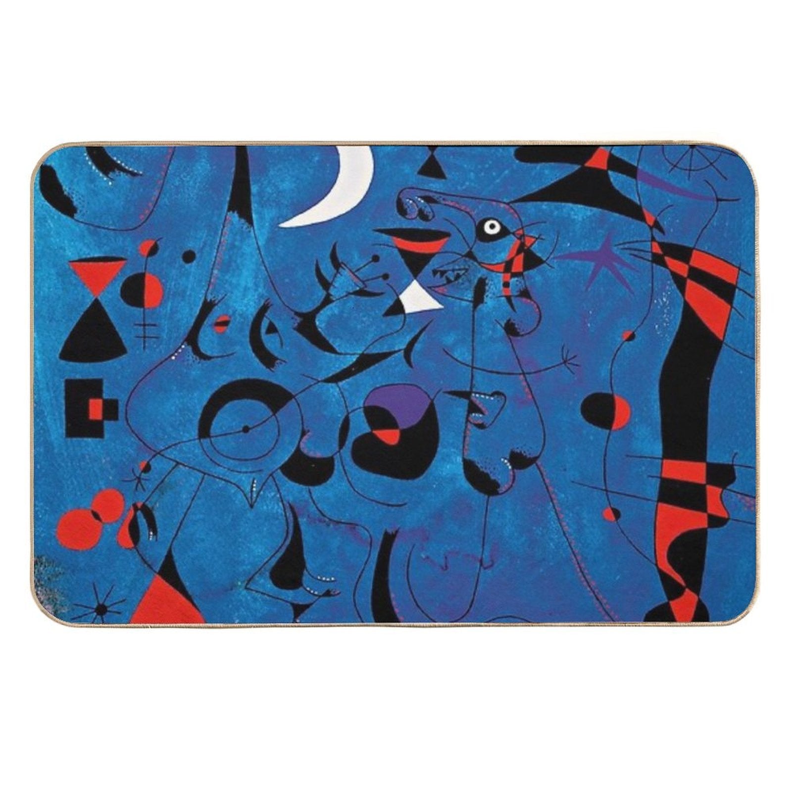 Joan Miro Red Shapes on Blue  Dirt-Trapping Bath Mat