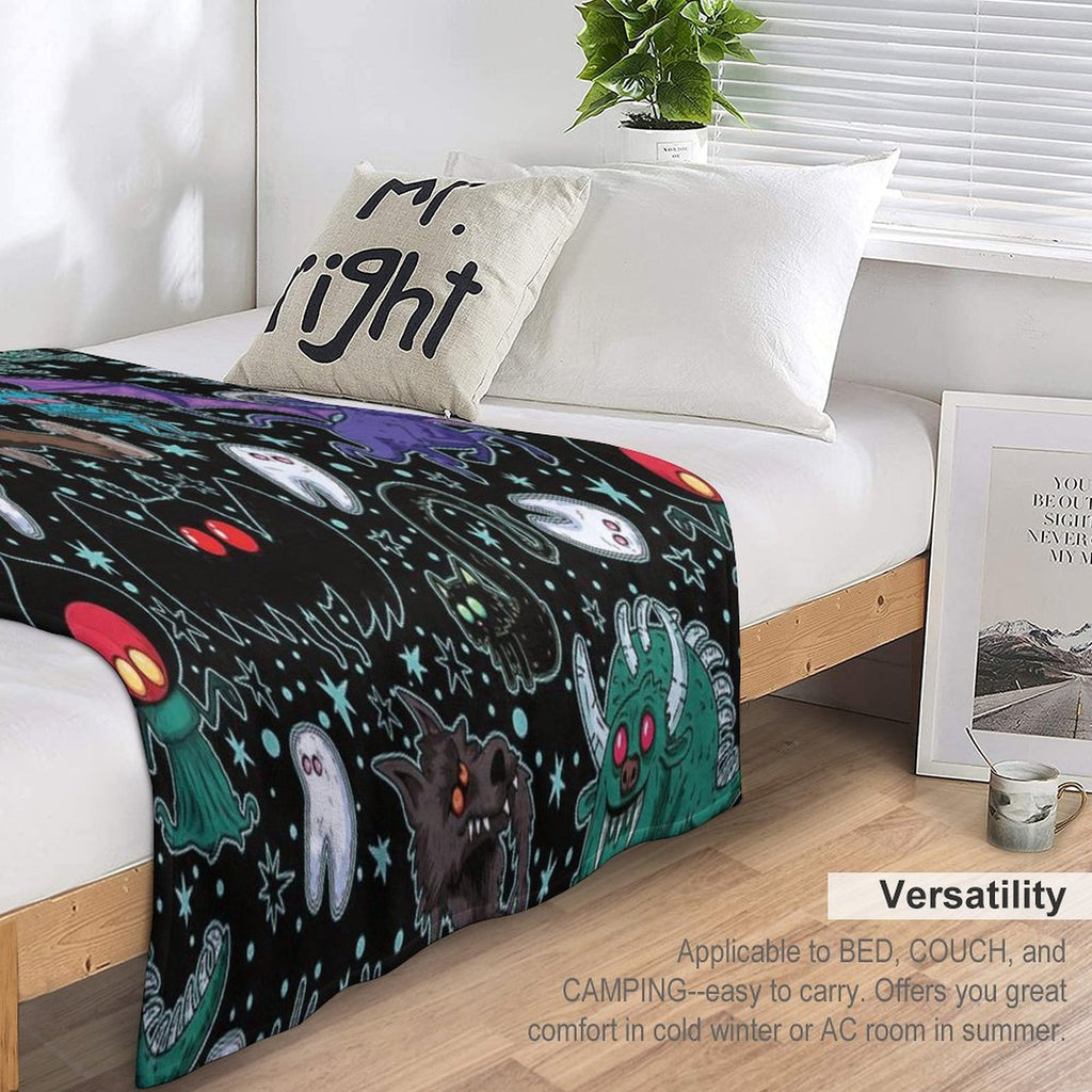 Cryptids Night Black Compact Throw Blanket