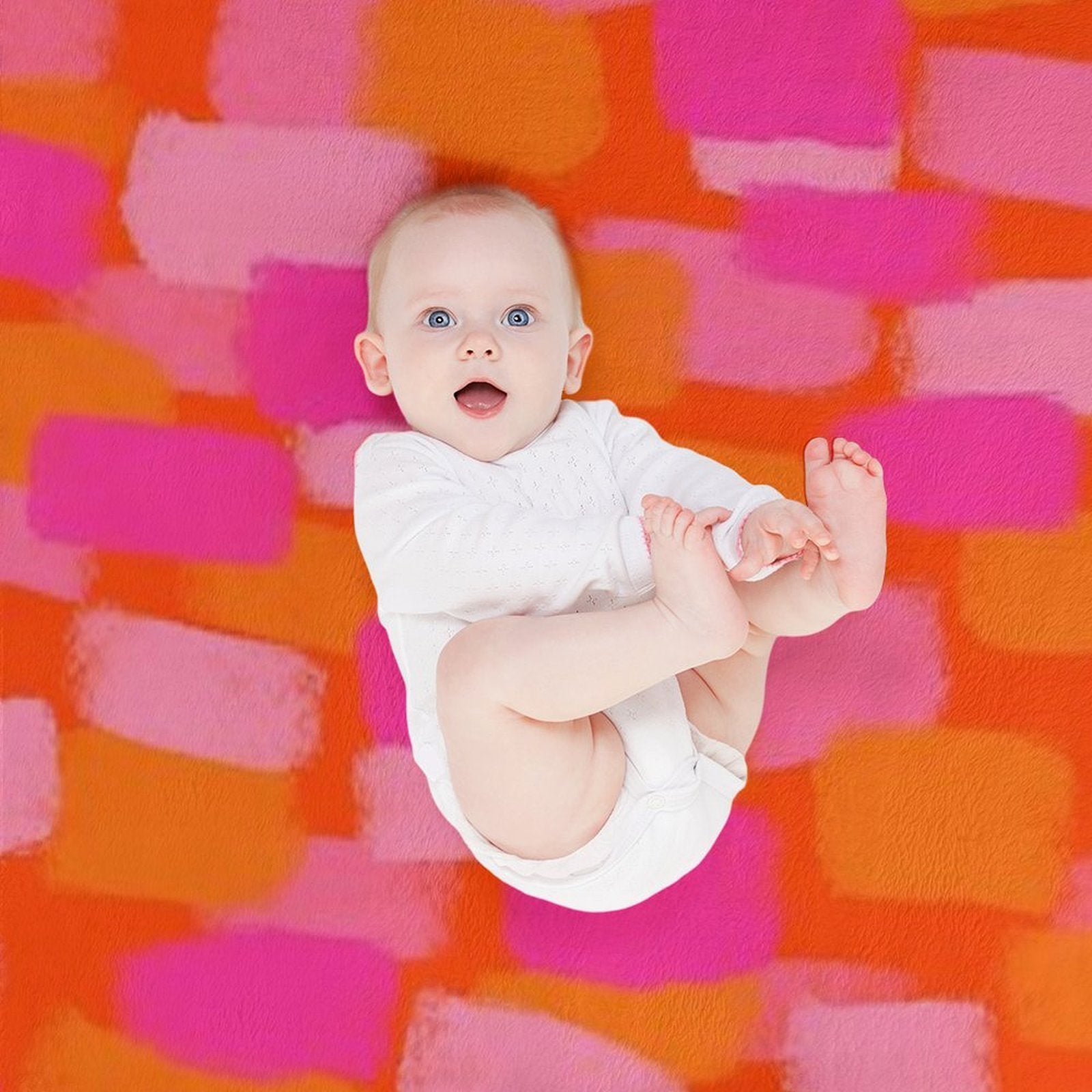 Abstract, Pink And Orange, Paint Brush Effect Lightweight Throw Blanket