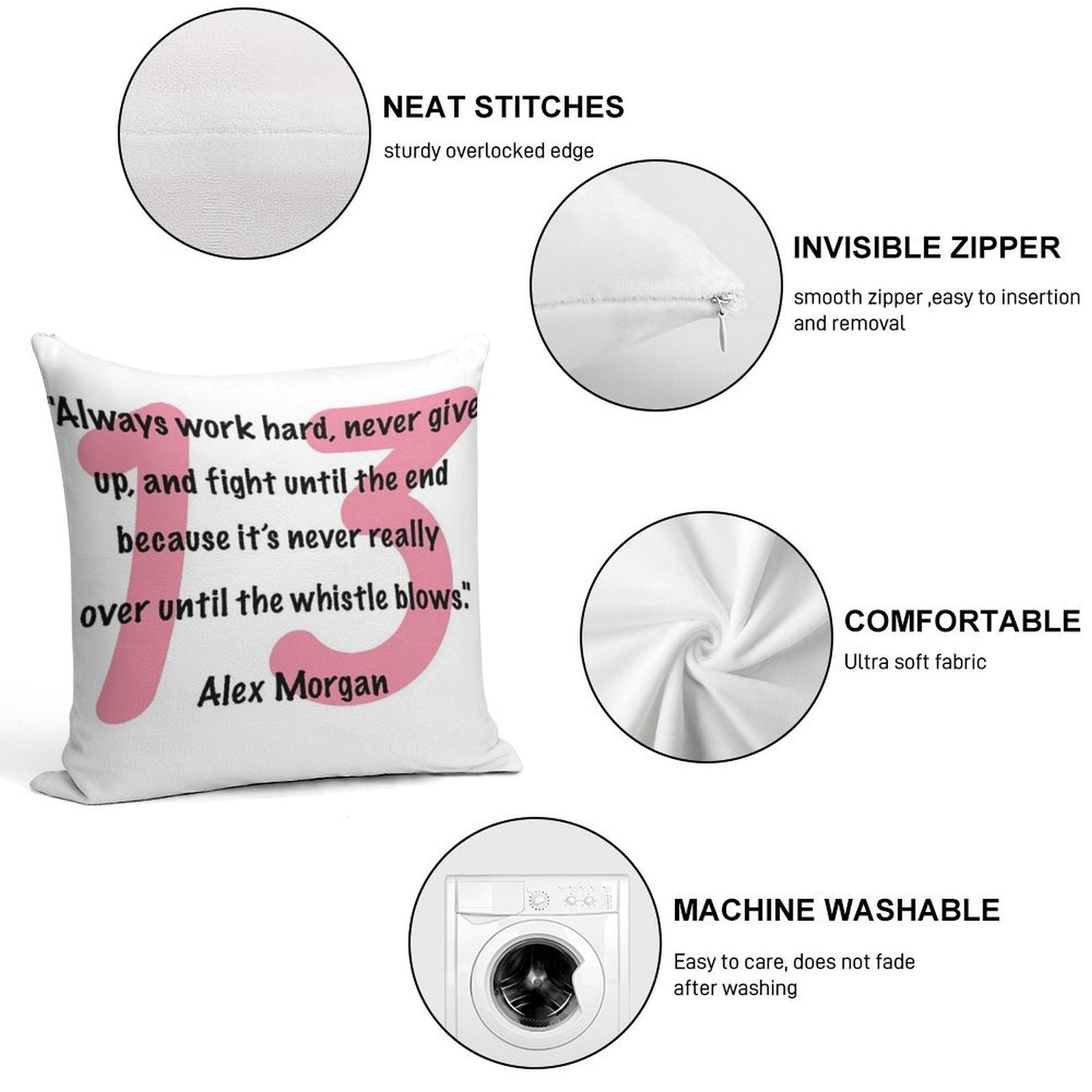 Alex Morgan Quote Soft Style Accent Throw Pillow