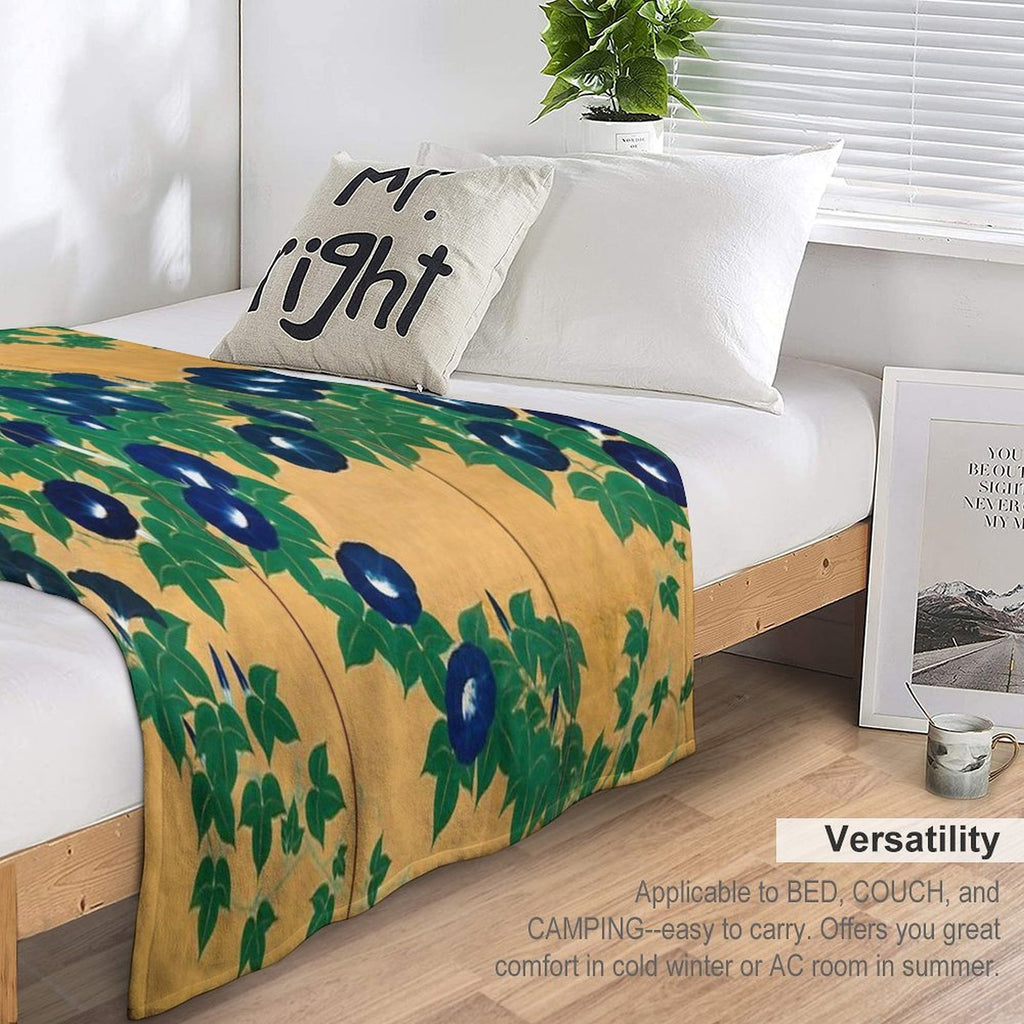 Morning Glories by Suzuki Kiitsu Sustainable Throw Blanket